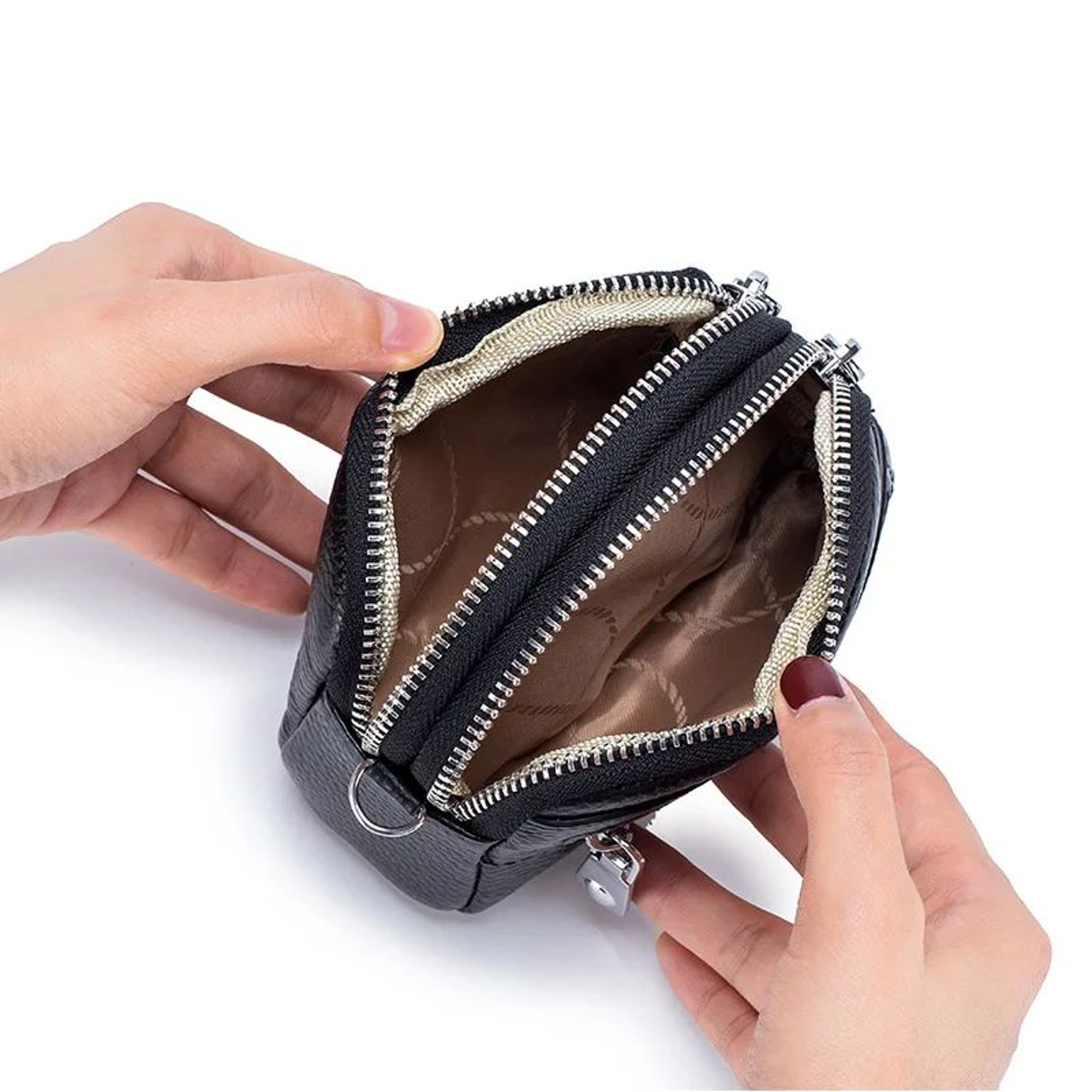Genuine Leather DoubleZip Wristlet Wallet For Women Large Capacity Card Holder  Coin Purse 3
