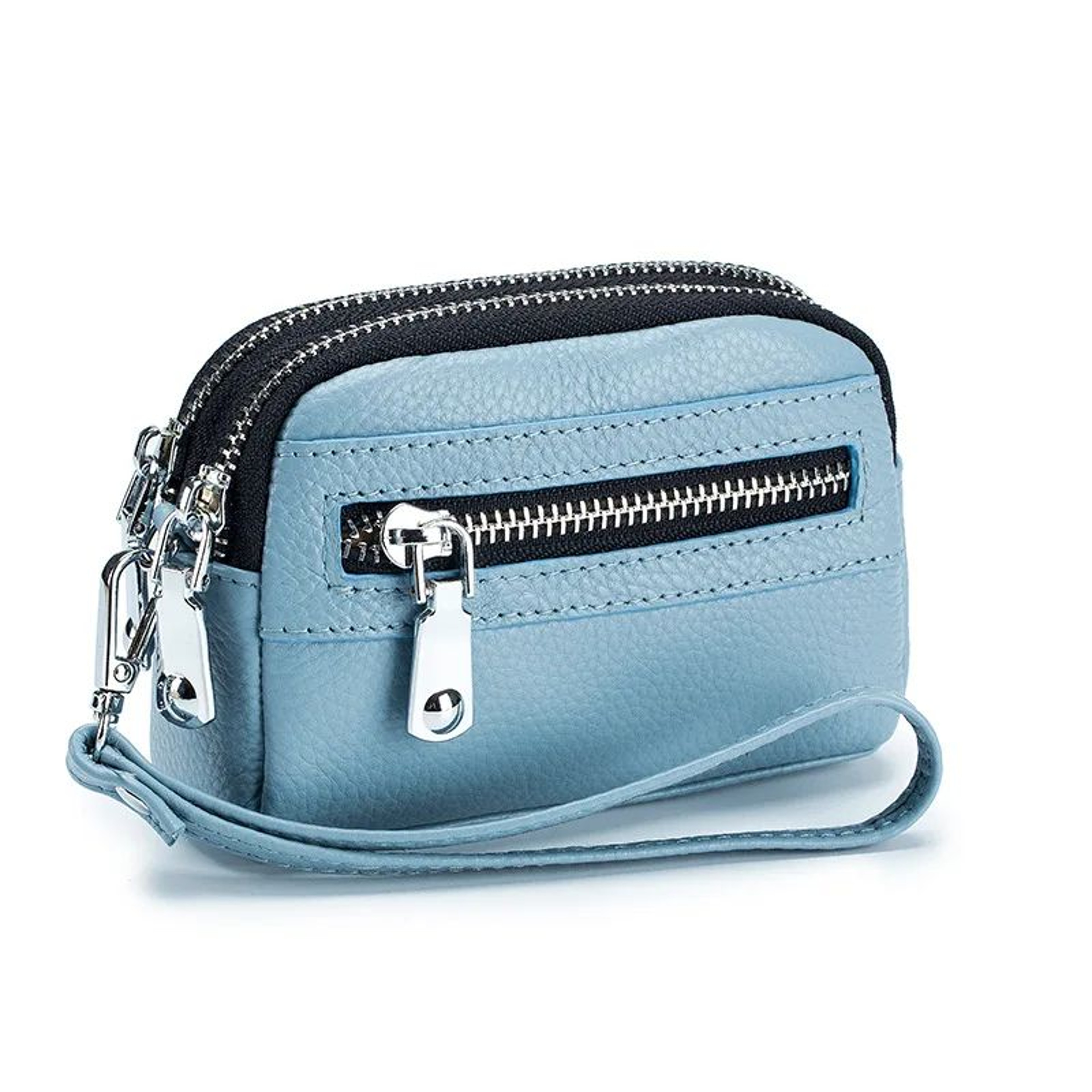 Genuine Leather DoubleZip Wristlet Wallet For Women Large Capacity Card Holder  Coin Purse 8