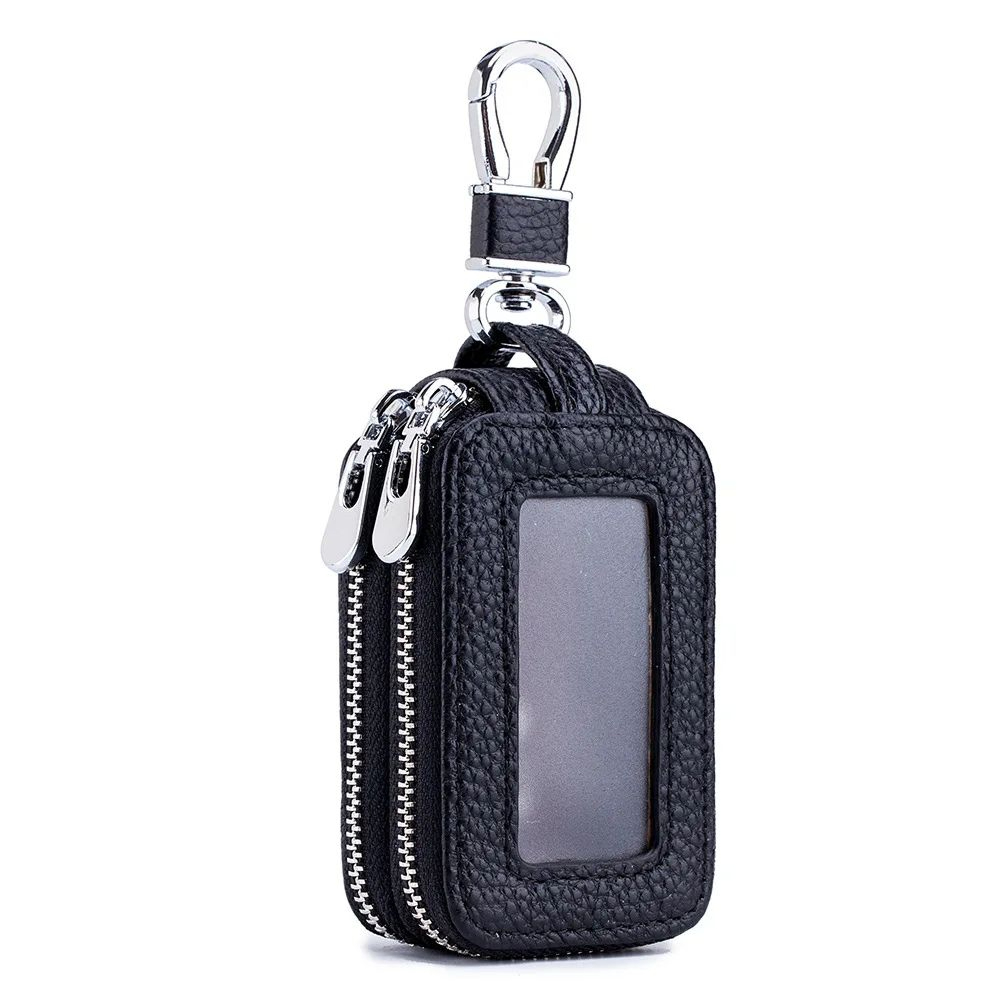 Genuine Leather Zipper Key Wallet Car Key Organizer Pouch 6