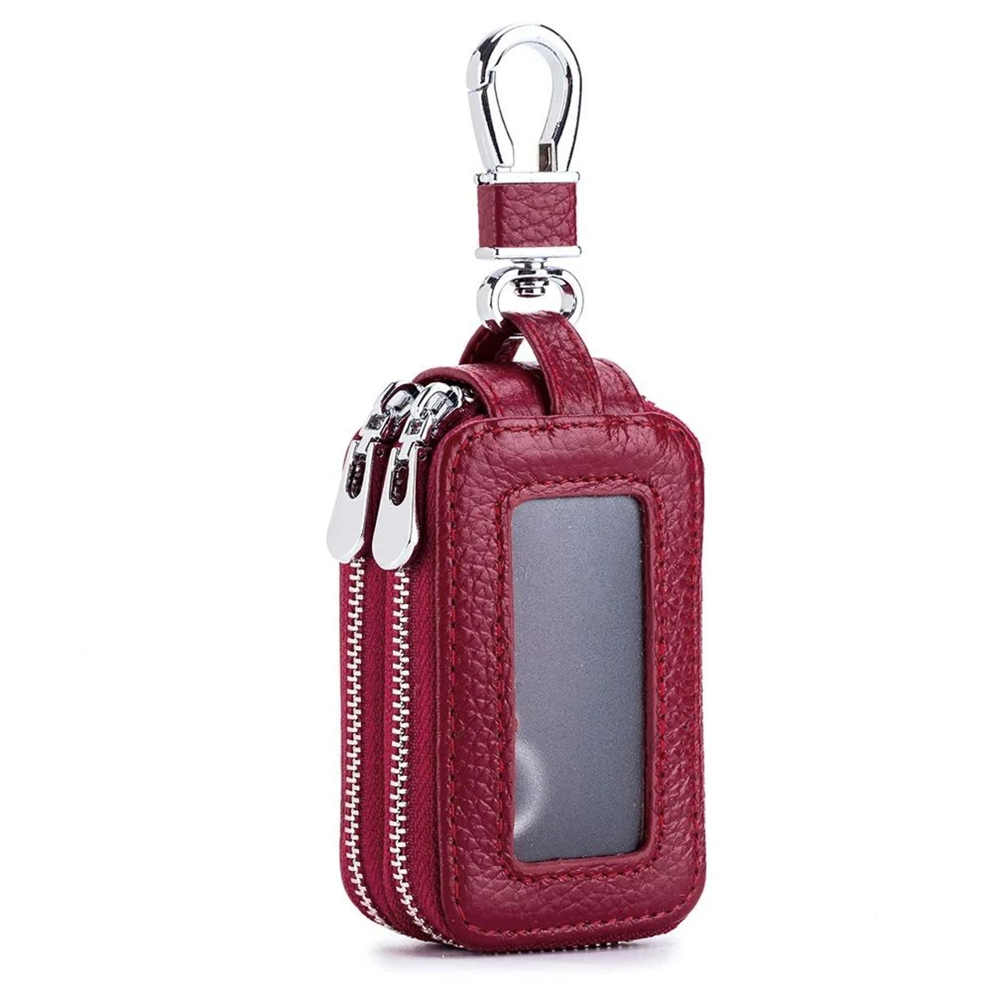 Genuine Leather Zipper Key Wallet Car Key Organizer Pouch 12