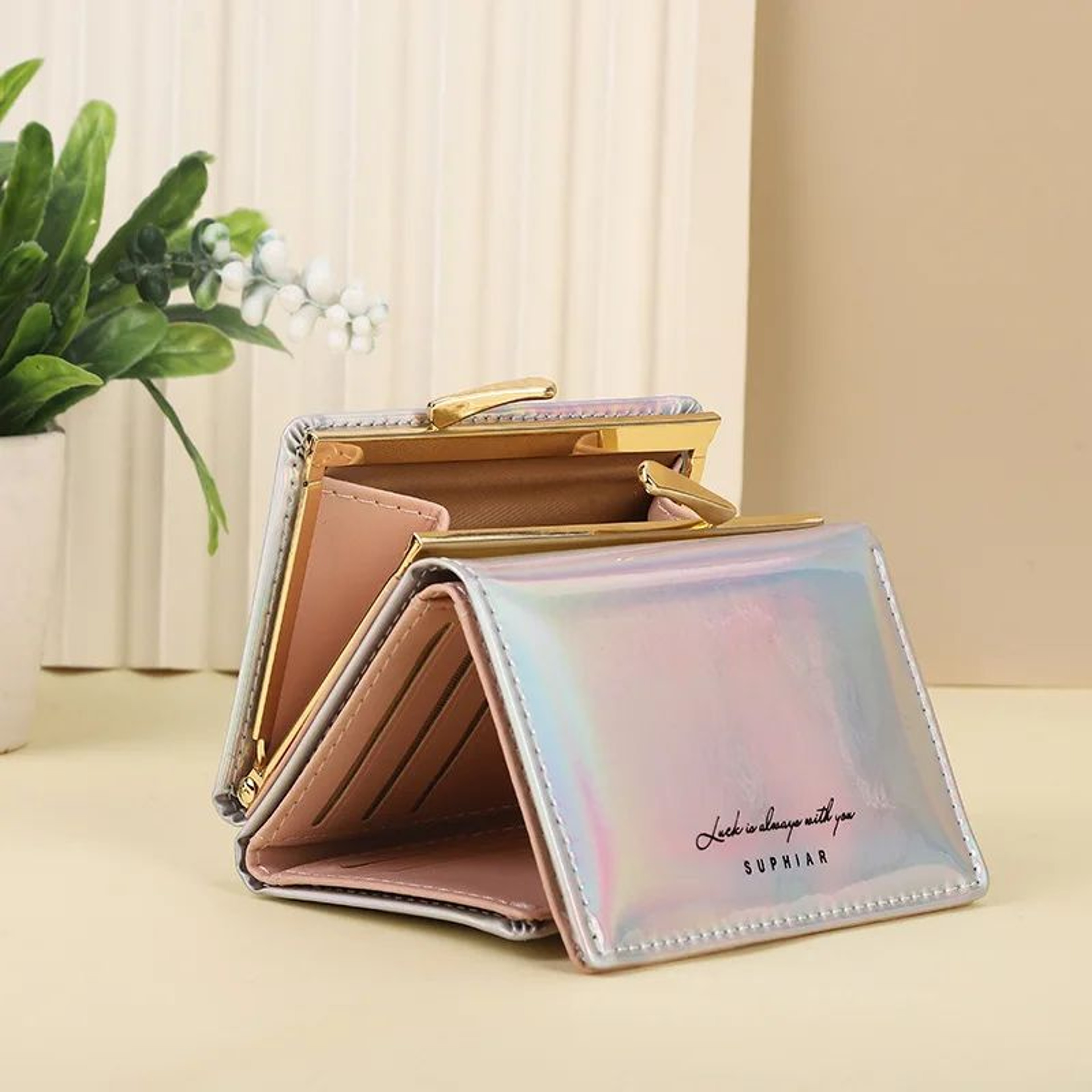 PU Leather Wallet Womens Compact Clutch  Short Hasp Card Holder Wallet With Coin Pocket 2