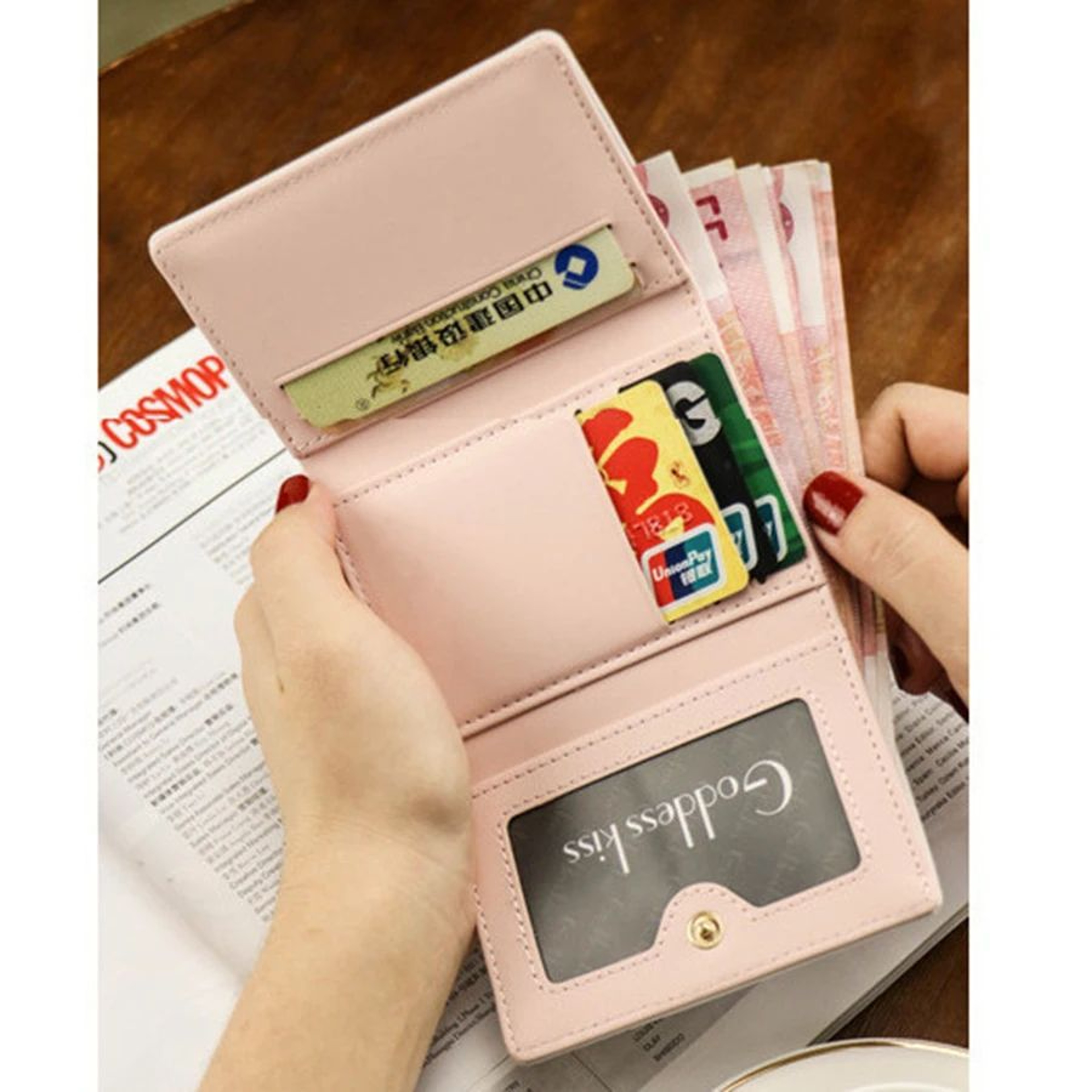 PU Leather Wallet Womens Compact Clutch  Short Hasp Card Holder Wallet With Coin Pocket 3