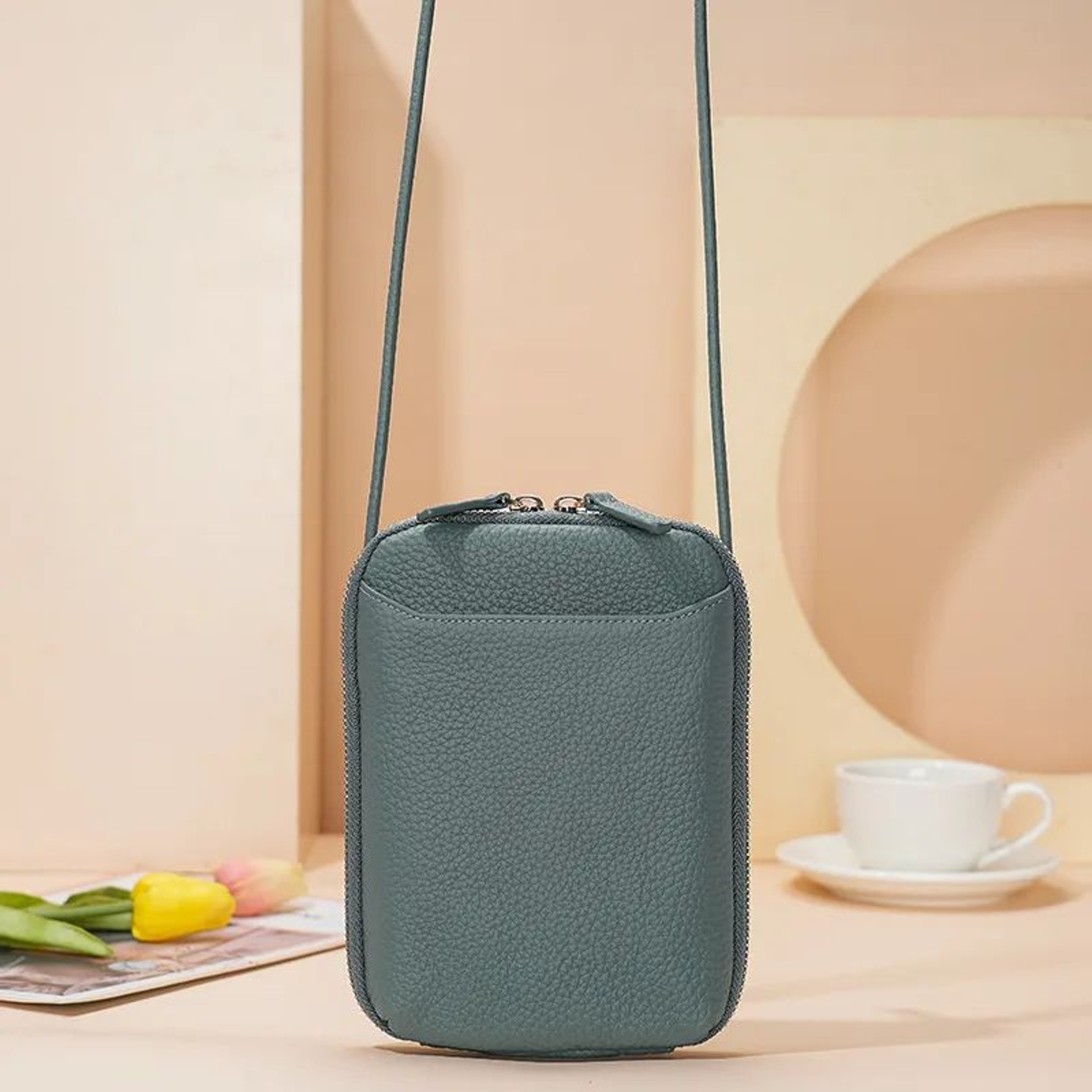 Genuine Leather Crossbody Bag For Women  Zipper Shoulder Bag Large Capacity Phone Purse 9