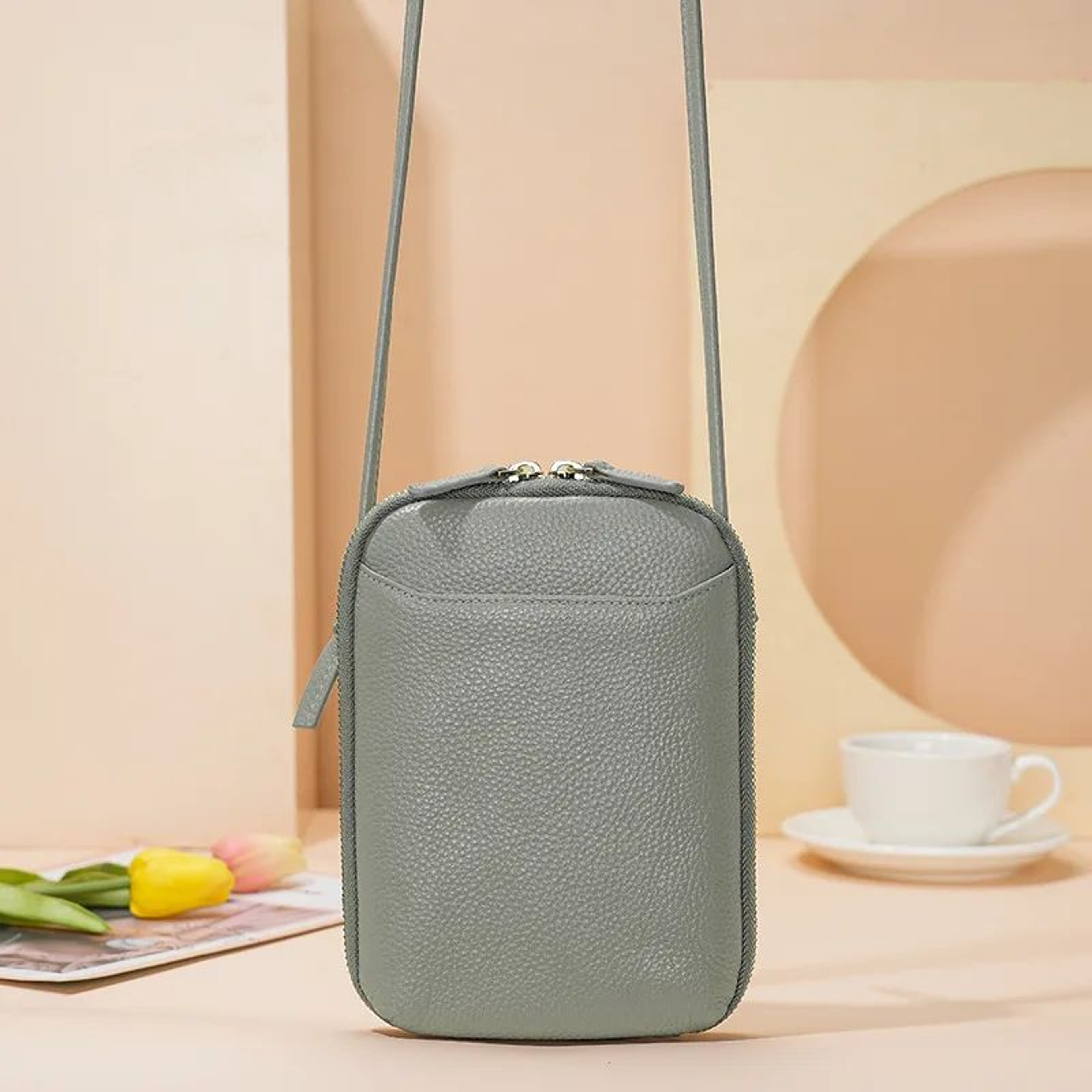 Genuine Leather Crossbody Bag For Women  Zipper Shoulder Bag Large Capacity Phone Purse 10