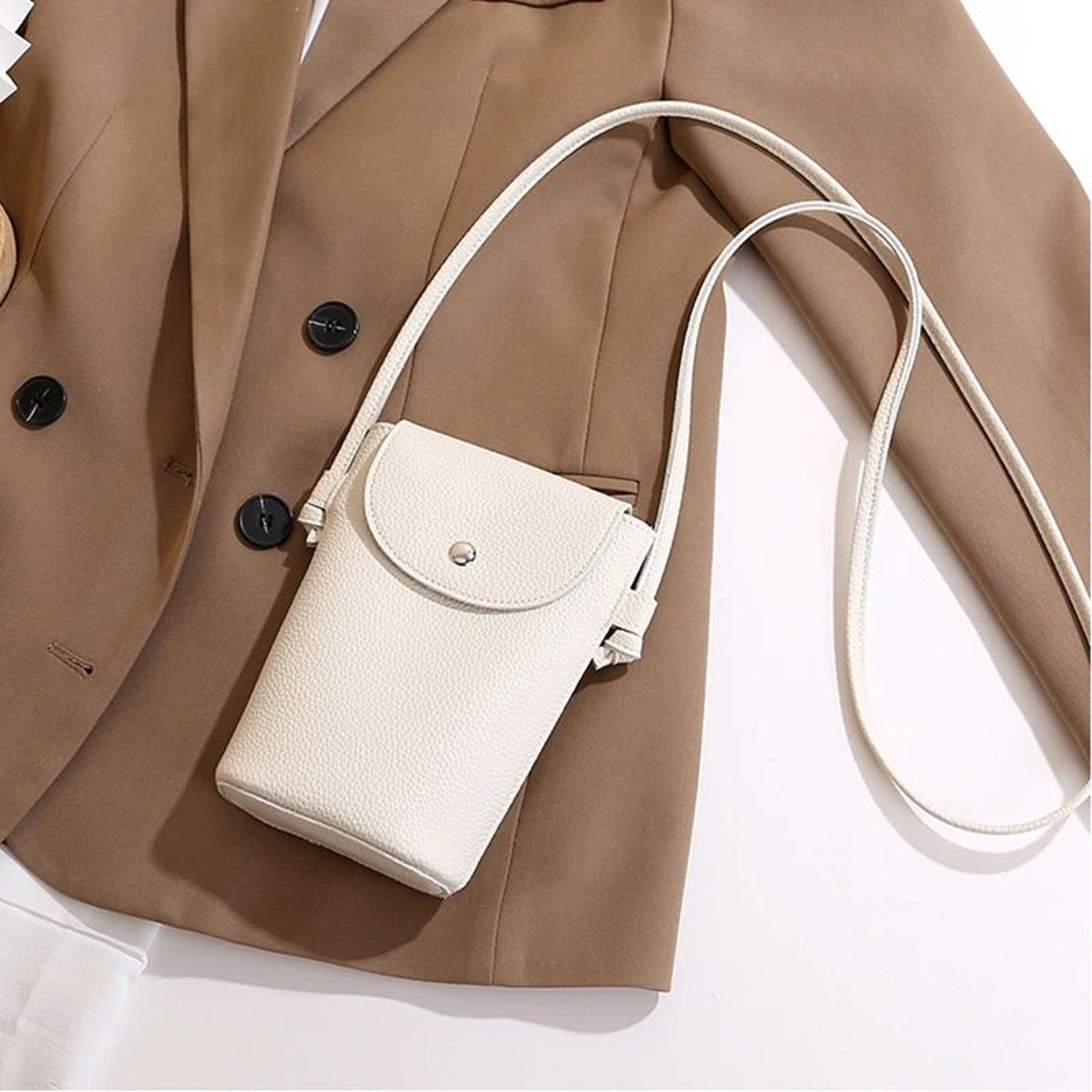 Soft Flap Womens Crossbody Phone Bag PU Leather Shoulder Purse With Adjustable Strap 0