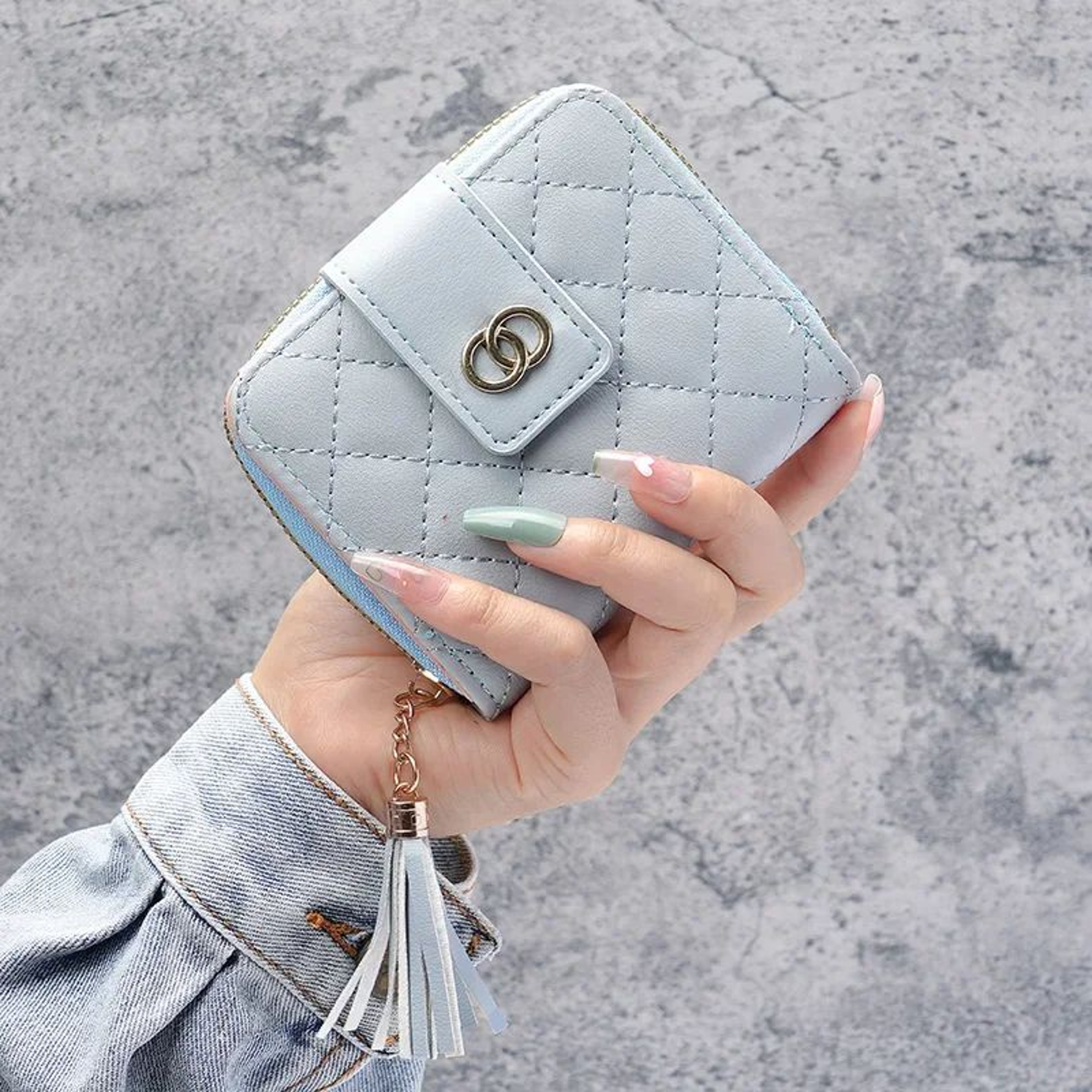 Premium Womens Minimalist Short Wallet  Large Capacity Purse With Tassel Accent 8