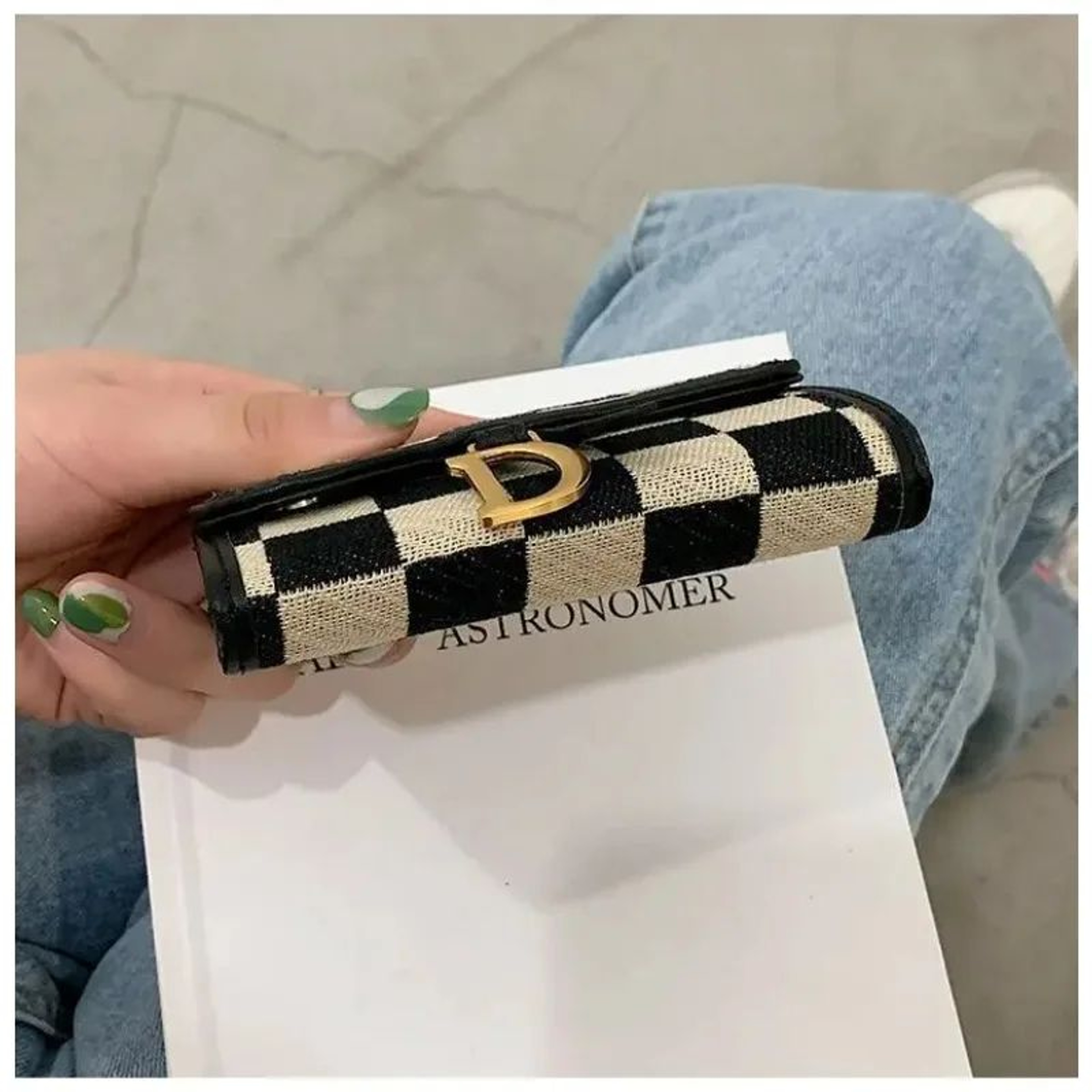 Luxury Checkered Slim Card Holder Wallet For Women 4