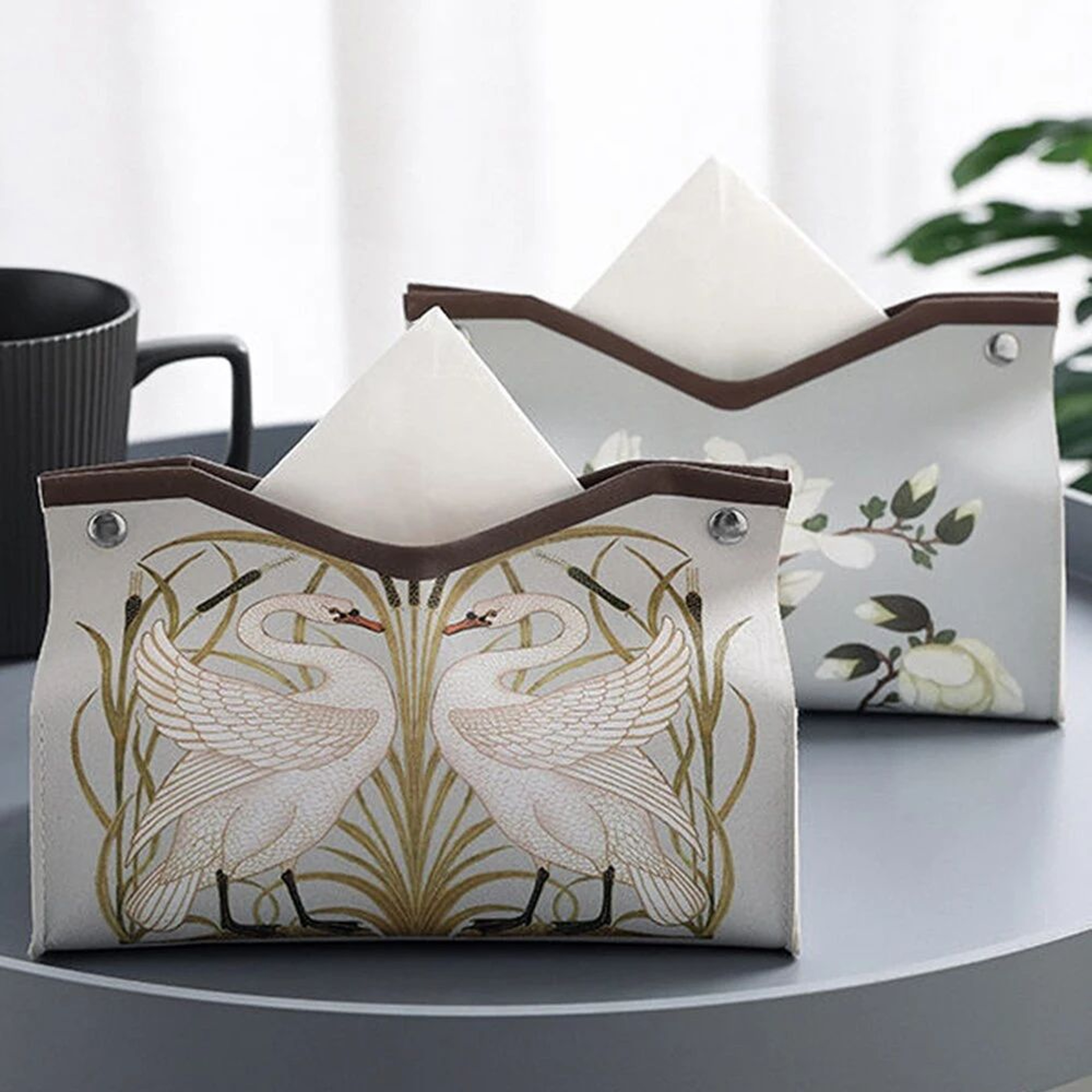Vintage Floral PU Leather Tissue Box Cover For Living Room And Kitchen Decor 1