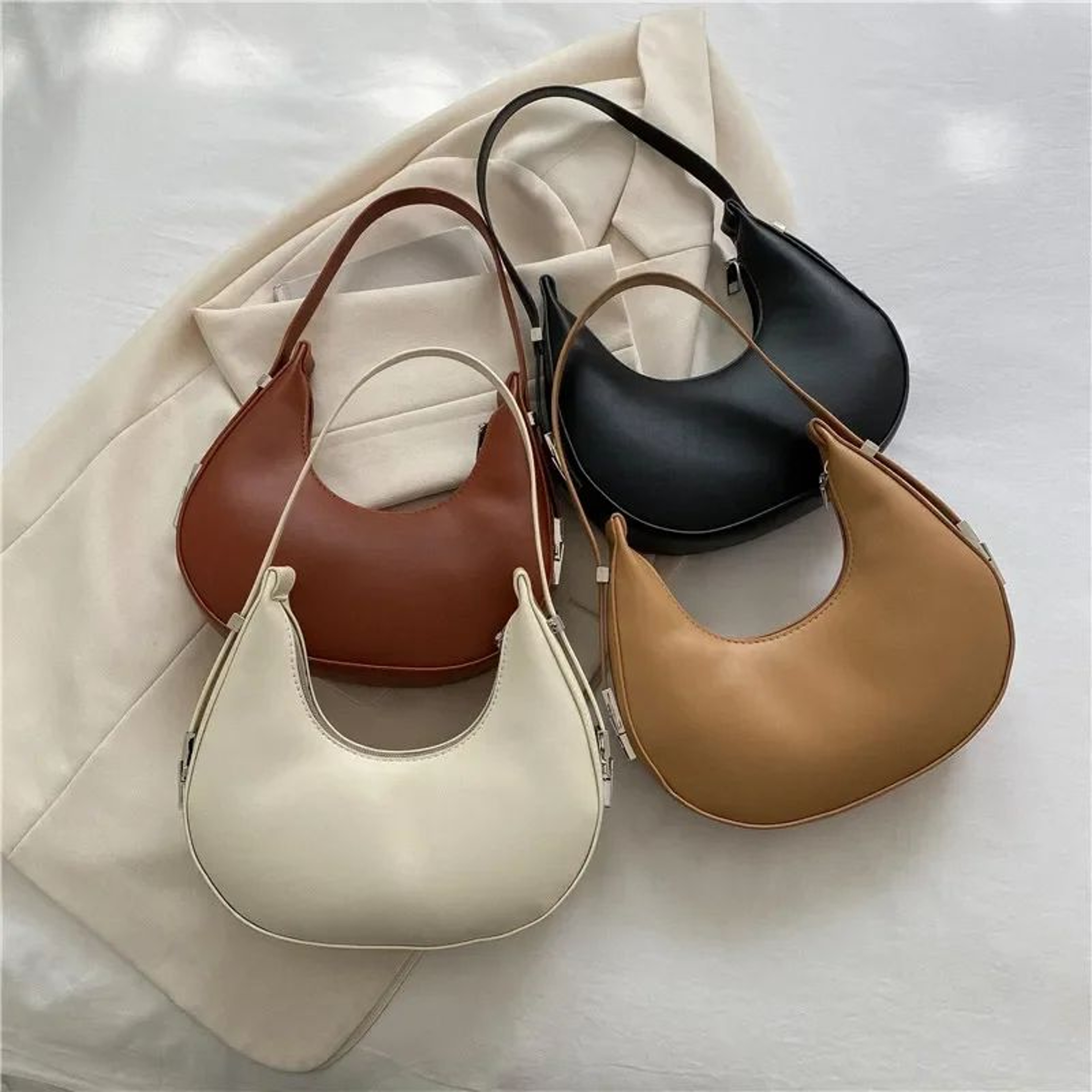 Vintage Chic Crescent Underarm Bag  Elegant Shoulder Handbag For Women 0