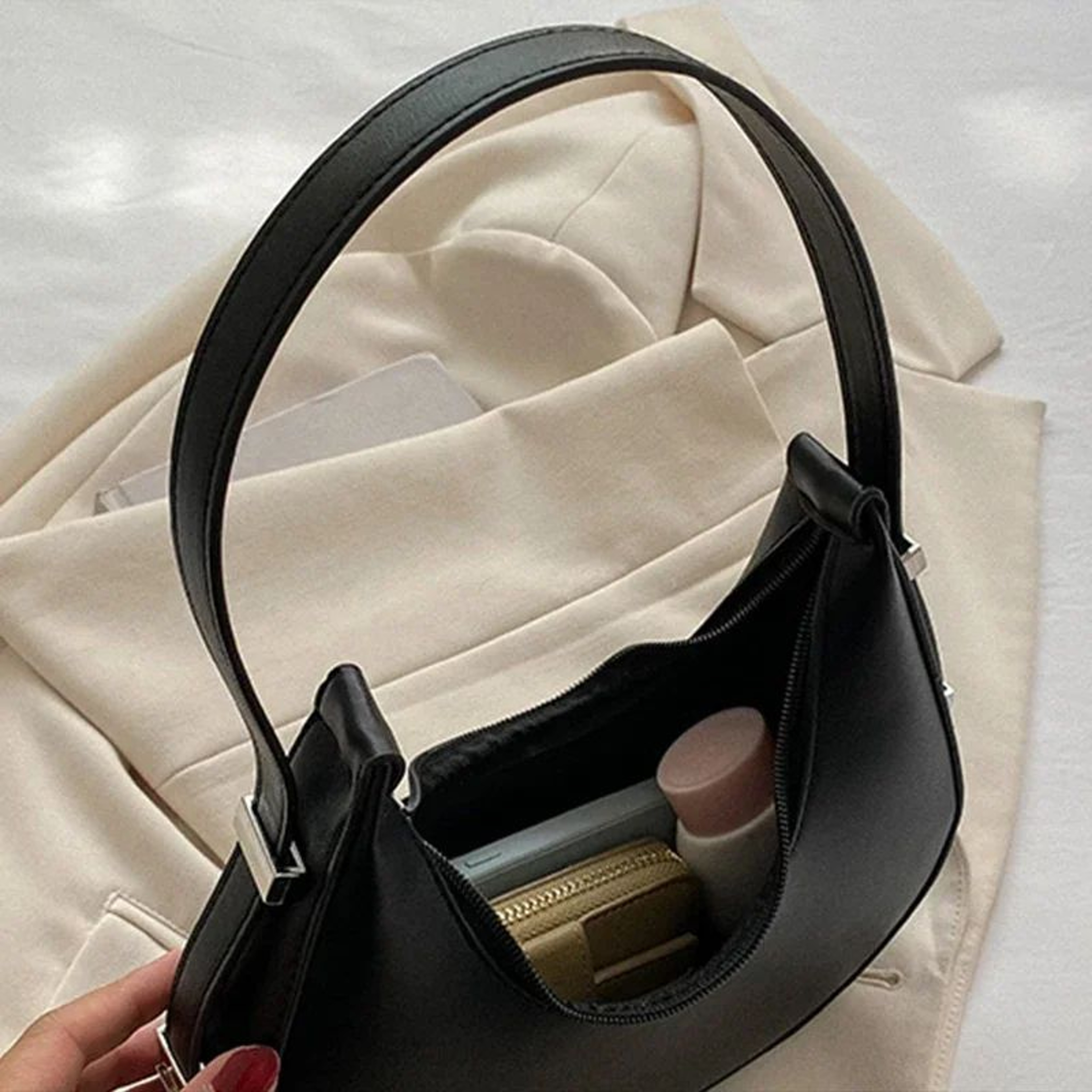 Vintage Chic Crescent Underarm Bag  Elegant Shoulder Handbag For Women 4