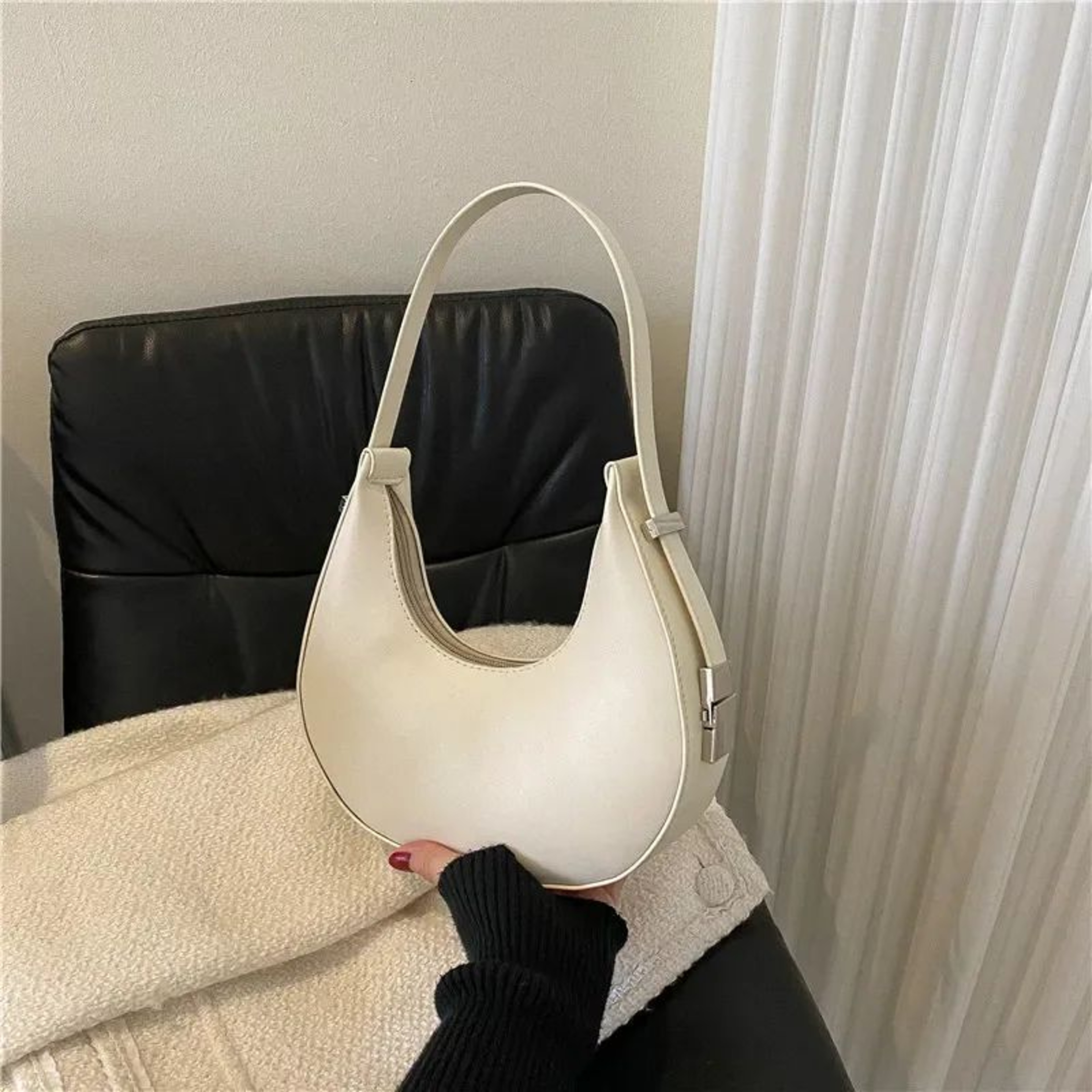 Vintage Chic Crescent Underarm Bag  Elegant Shoulder Handbag For Women 8