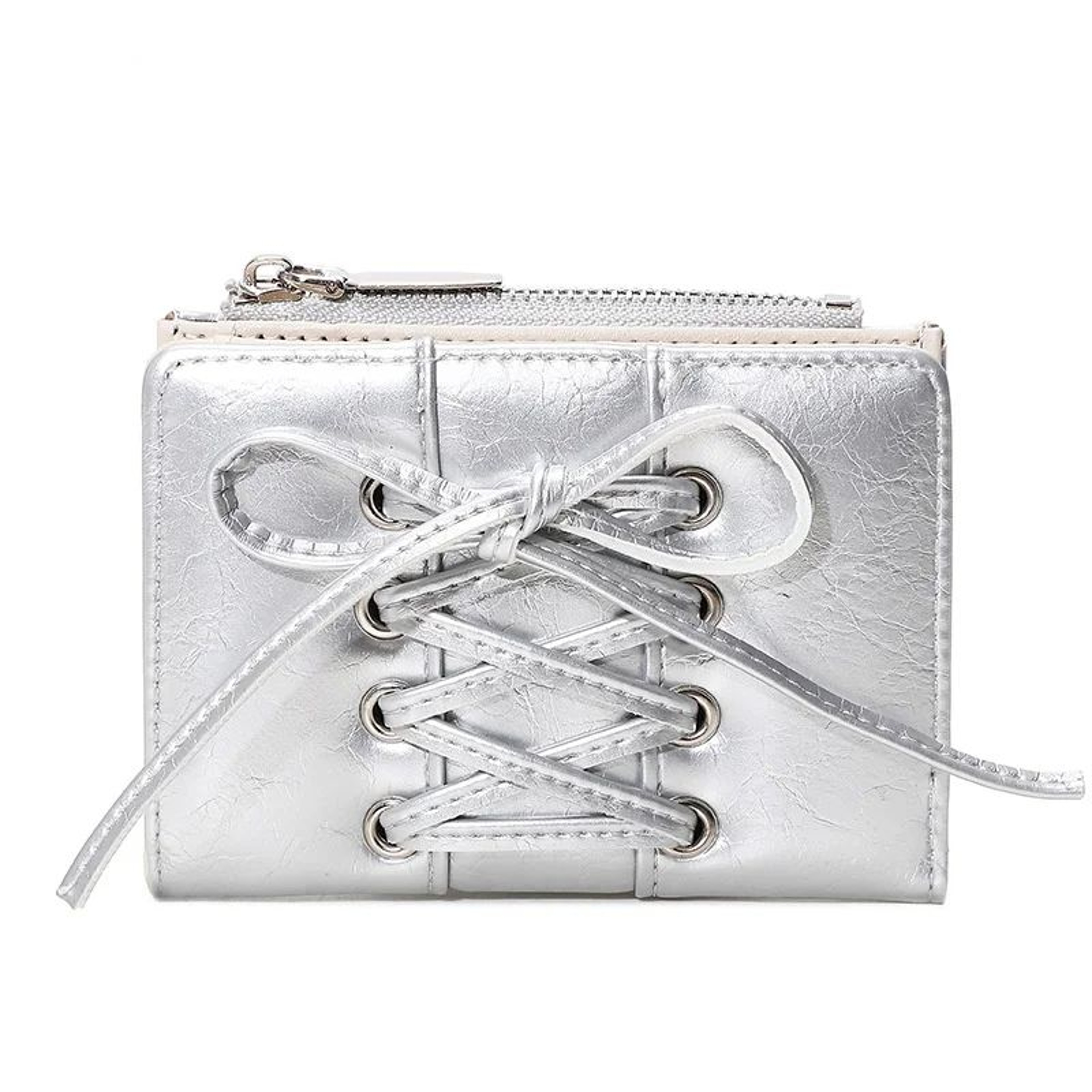 Compact Bow Minimalist Zipper Card Coin Purse  Stylish Short Wallet With Large Capacity 5