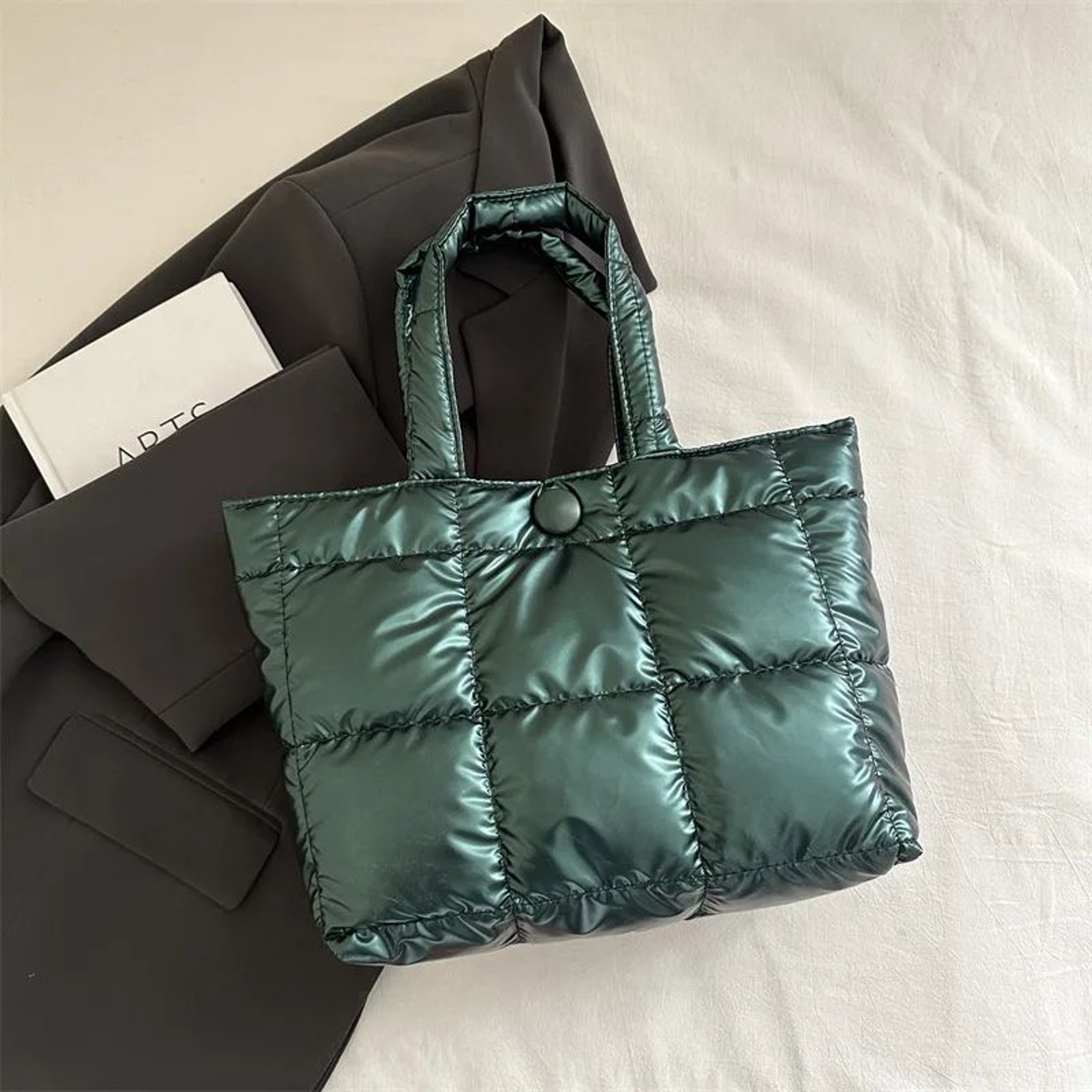 LargeCapacity Quilted Puffer Tote Bag For Women  Lightweight Waterproof Shoulder Bag 3