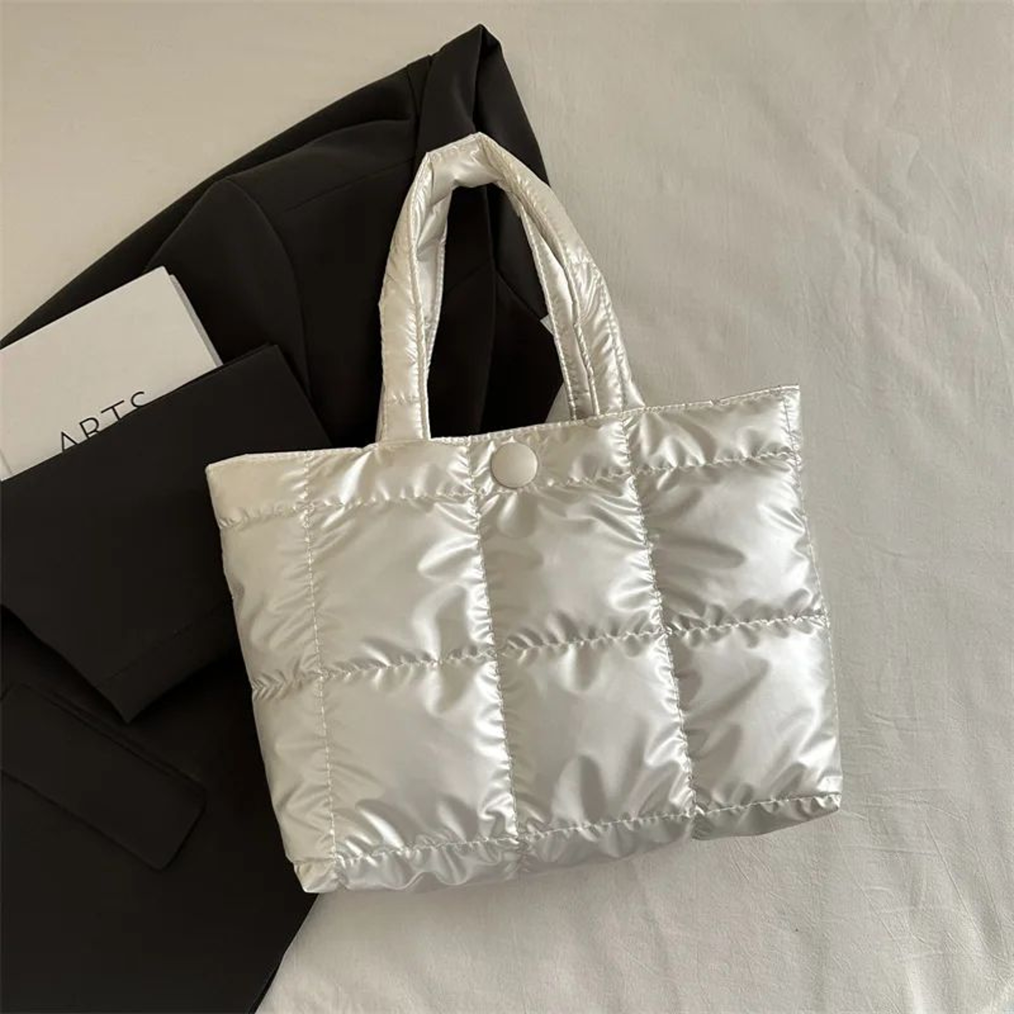 LargeCapacity Quilted Puffer Tote Bag For Women  Lightweight Waterproof Shoulder Bag 7
