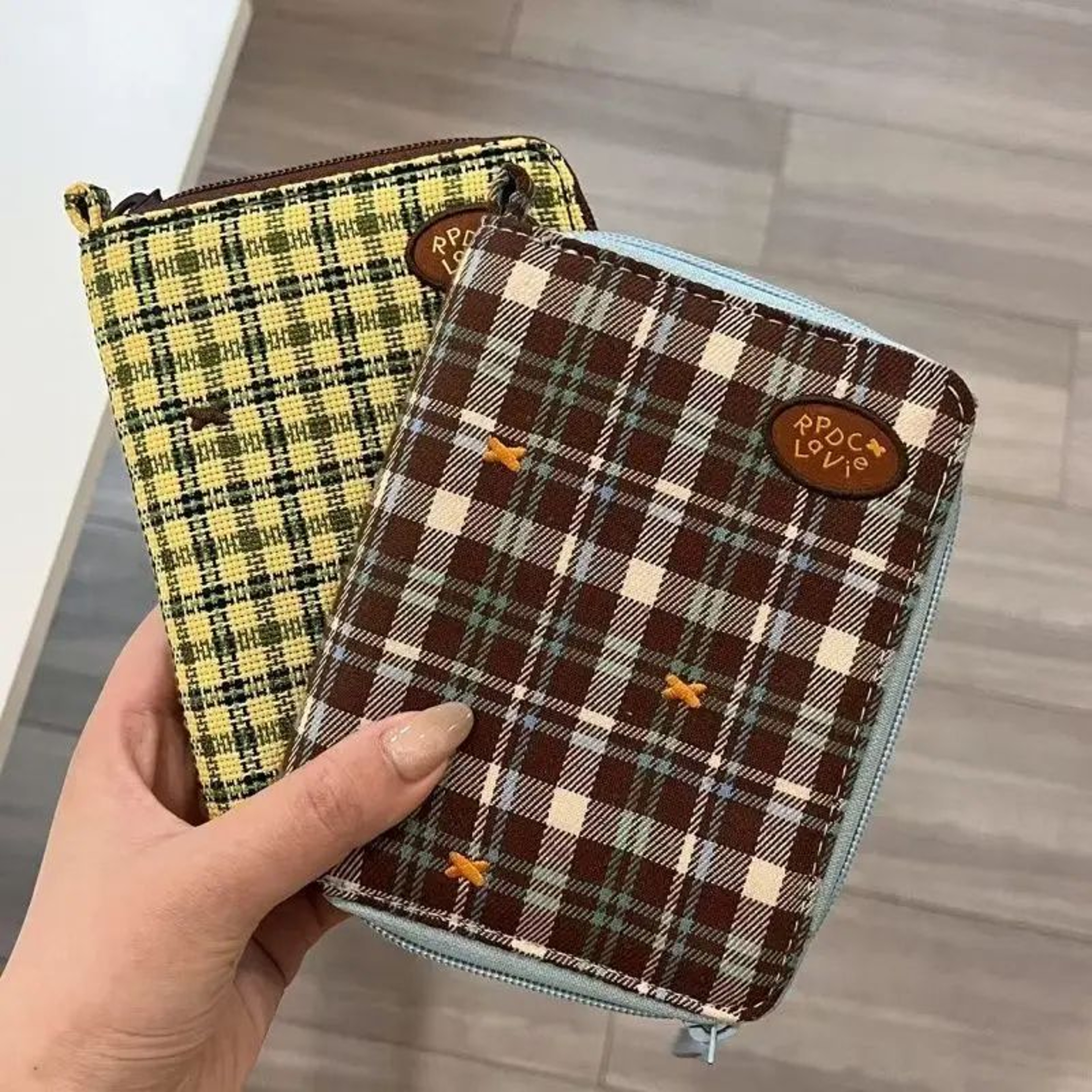 Vintage Canvas Plaid Passport Holder  Travel Document Organizer 1