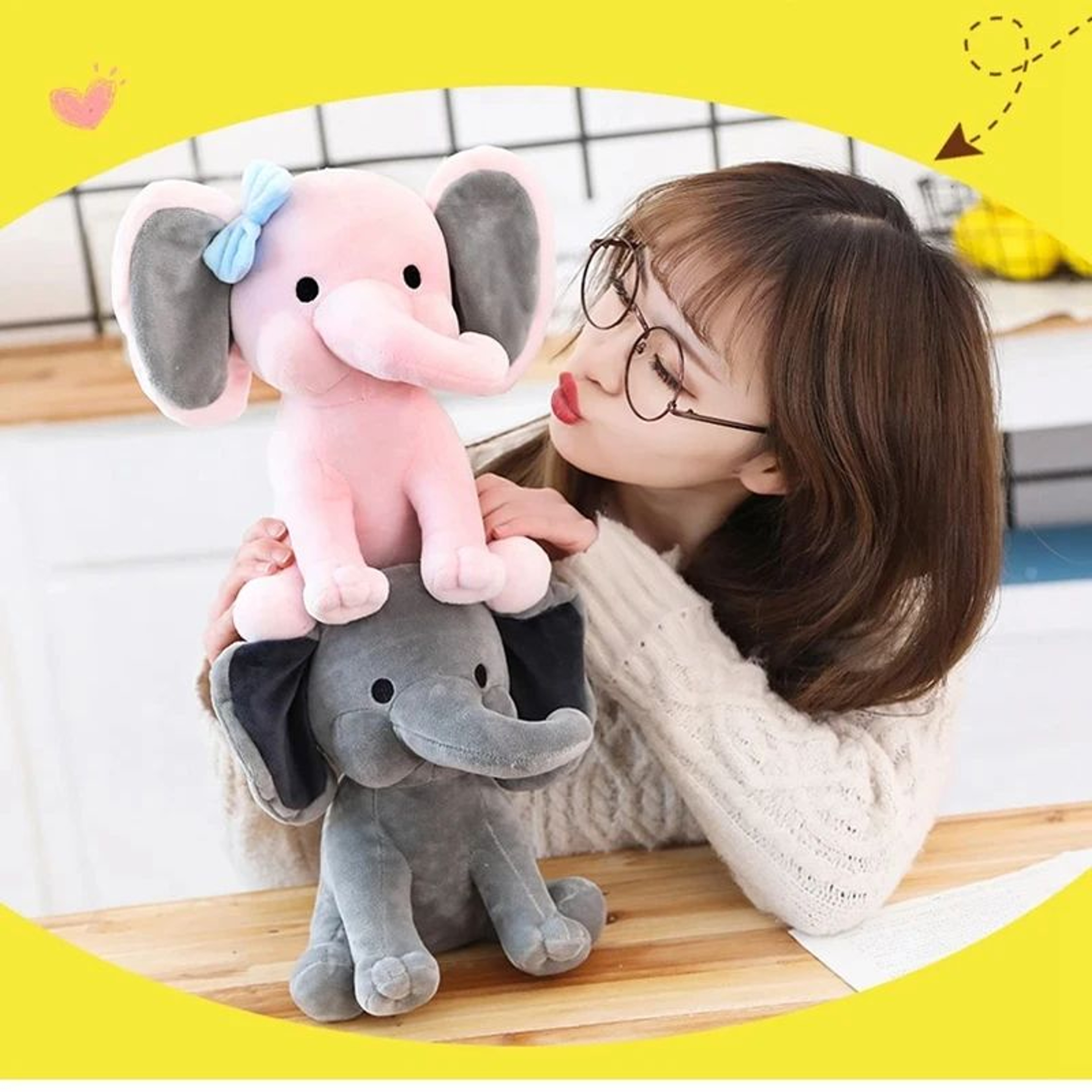 10Inch Gray Elephant Plush Pillow  Soft Kawaii Stuffed Animal For Babies  Cozy Decor 5
