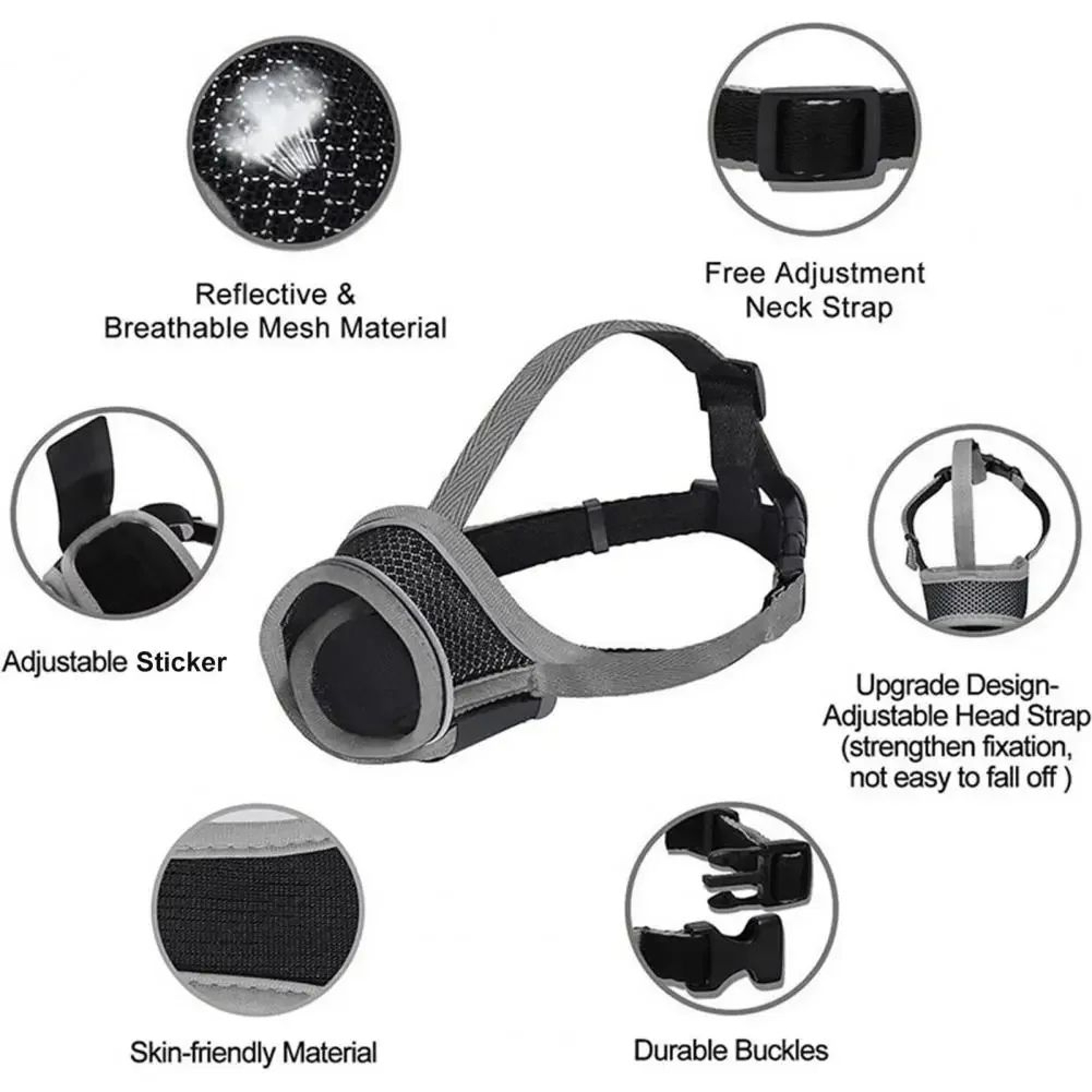 Breathable Adjustable Dog Muzzle For Calm Walks  Safer Handling 4