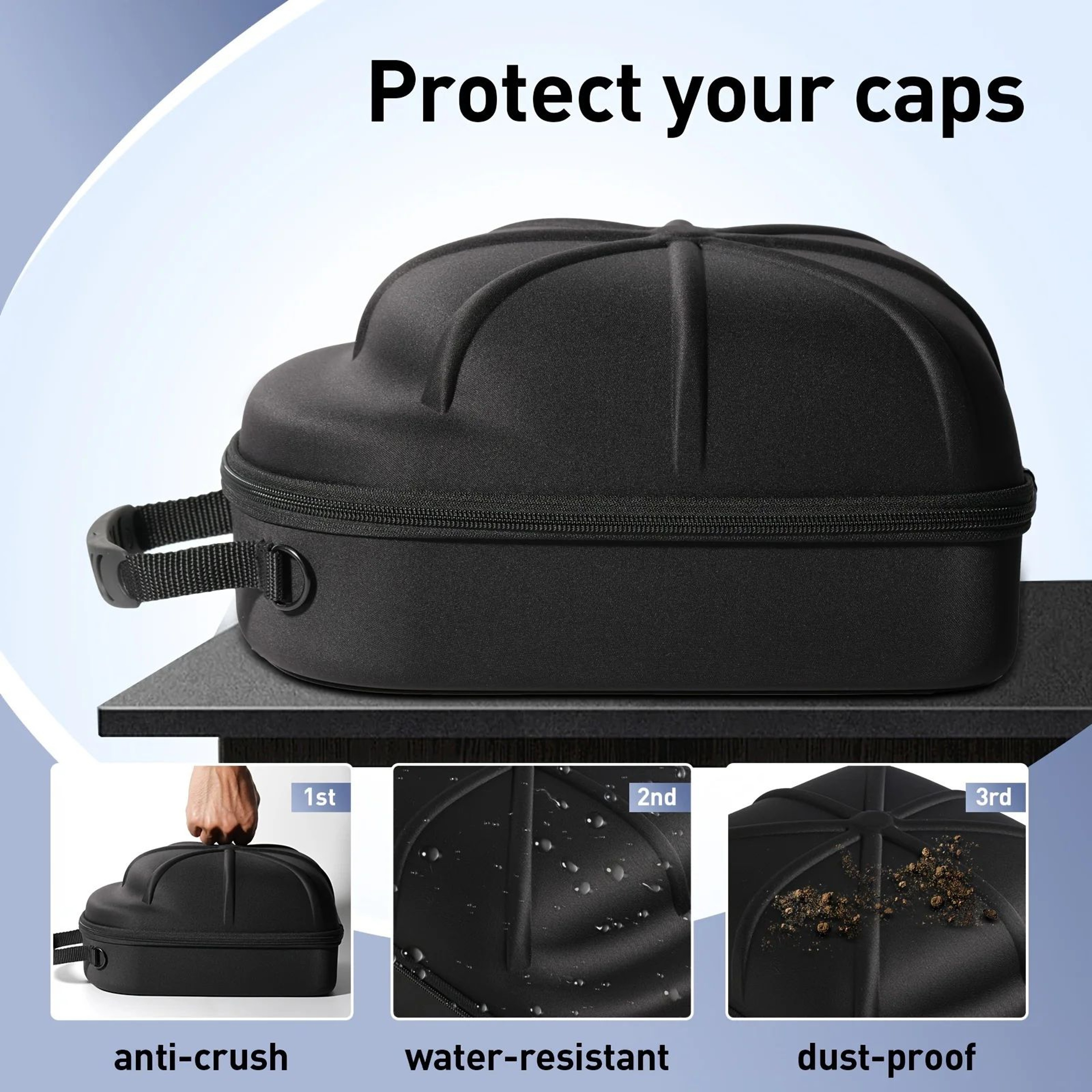 Hard Shell Hat Travel Case  EVA Baseball Cap Carrying Case To Protect Store And Display Caps 4