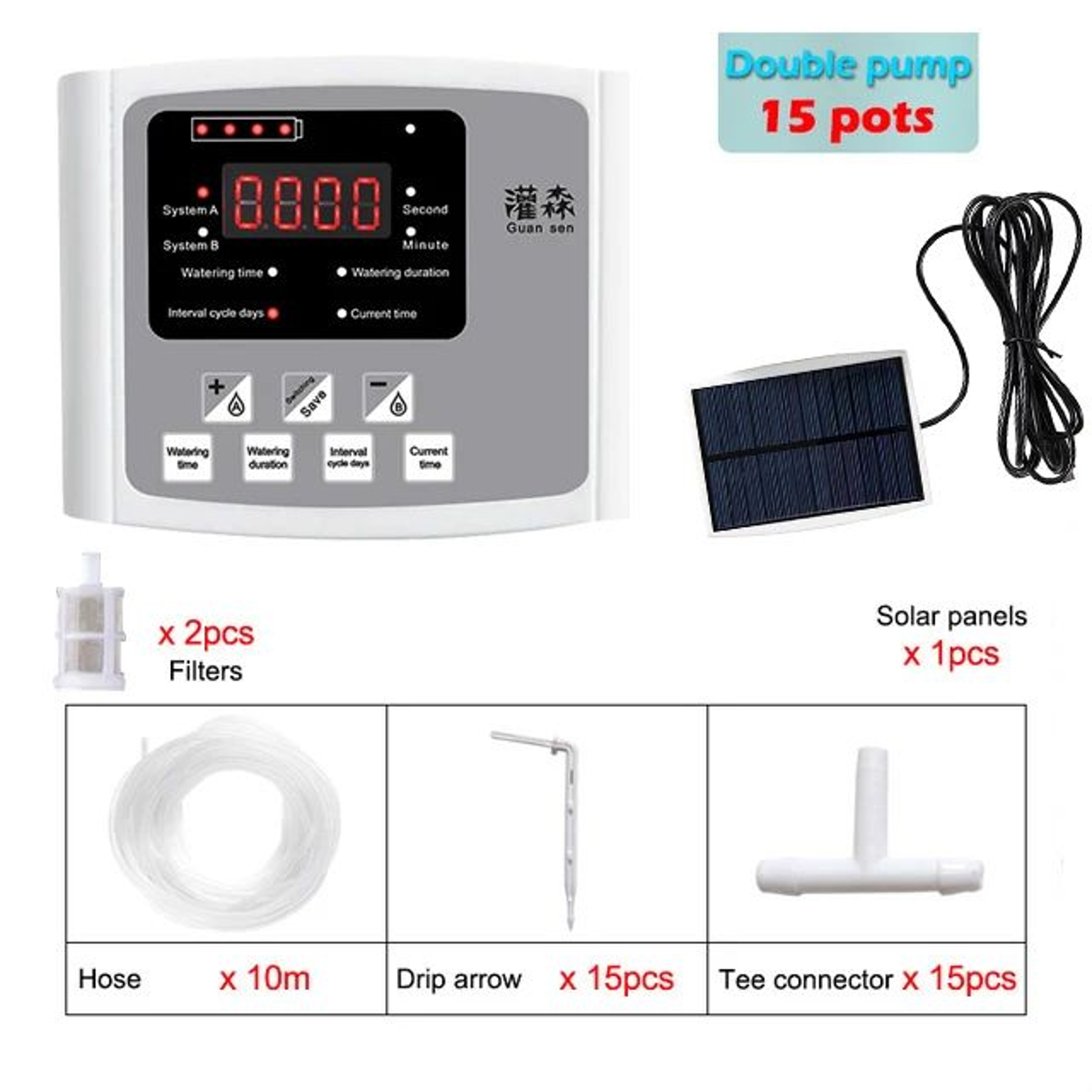Solar Smart DualZone Garden Irrigation Controller  Automatic Drip Watering System 7