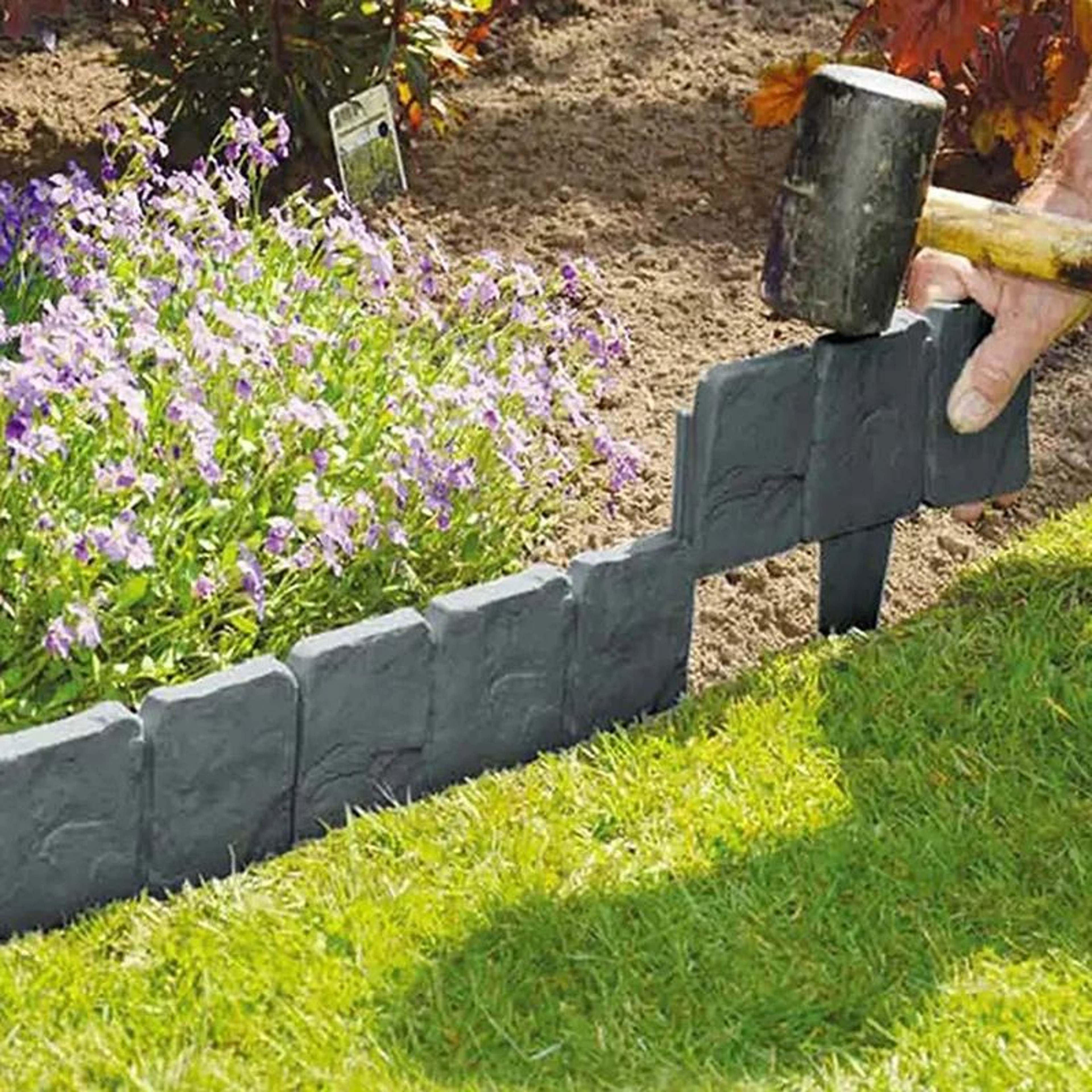 Imitation Stone Garden Fence NoDig Border Stakes For Garden Border Edging 510pc Set 0