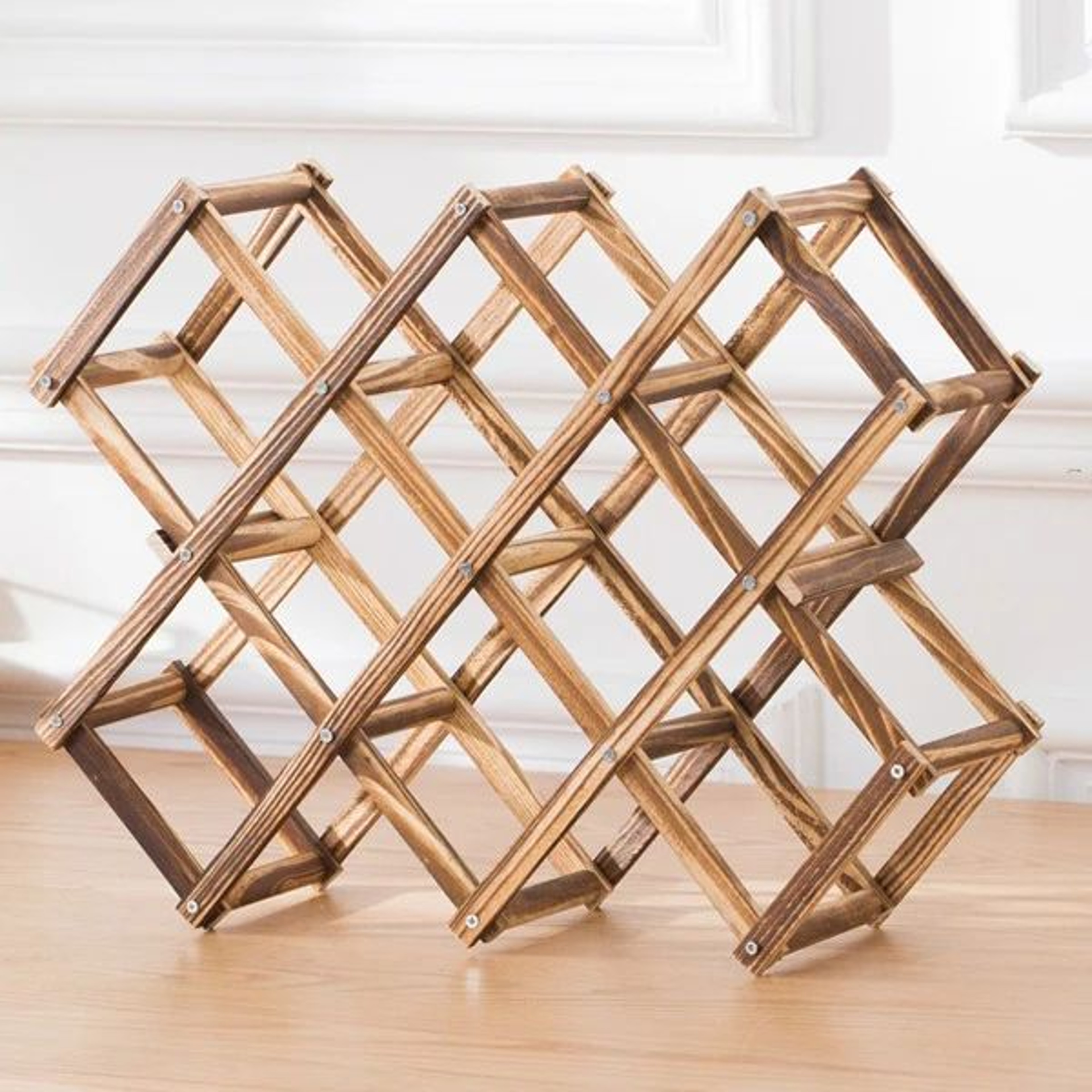 Foldable Wooden Wine Rack Countertop Organizer 310 Bottle Display Holder Stand 7