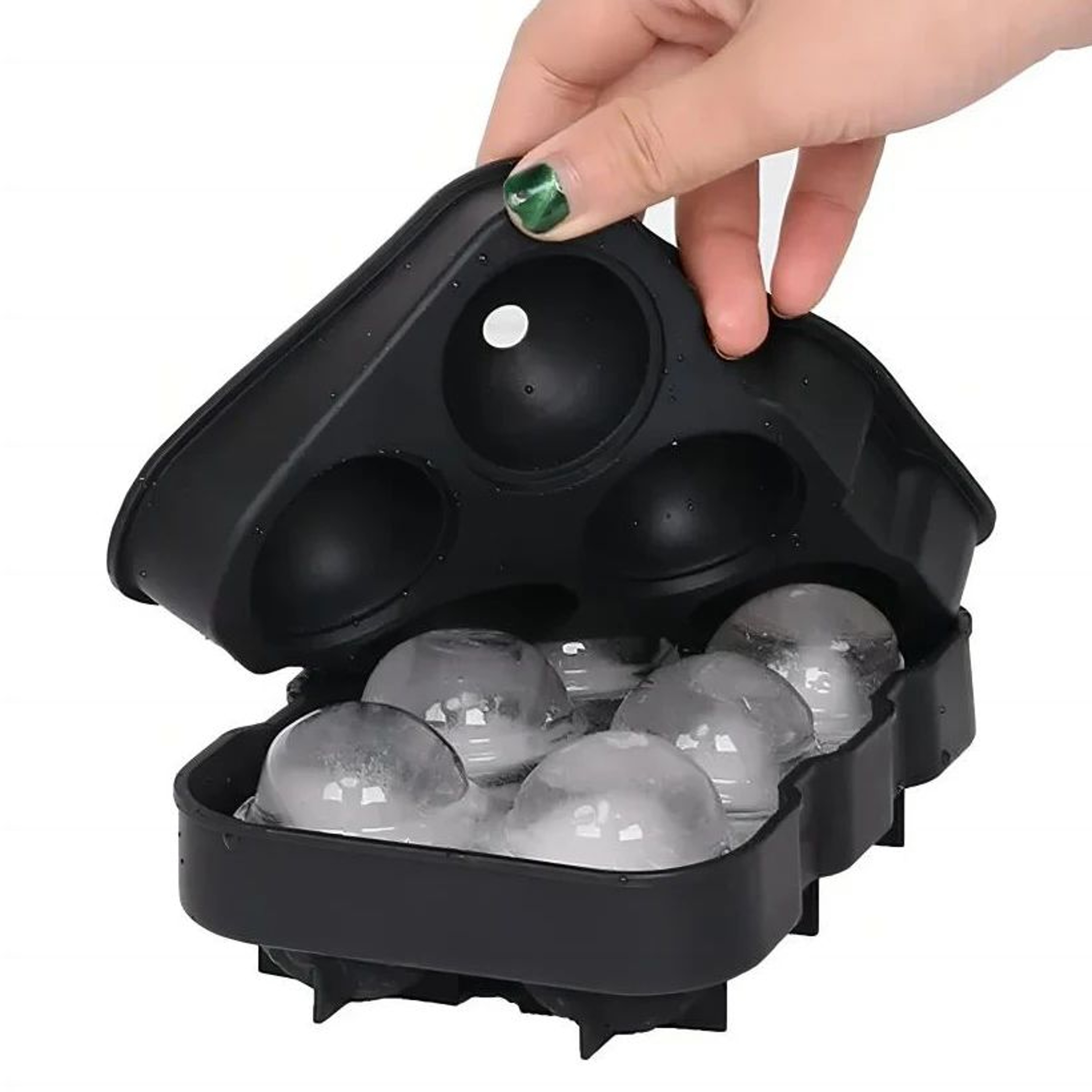 6Cavity Whiskey Ice Cube Tray Set  Large RoundSquare Ice Ball Mold  Large Ice Cube Mold With Lid 0