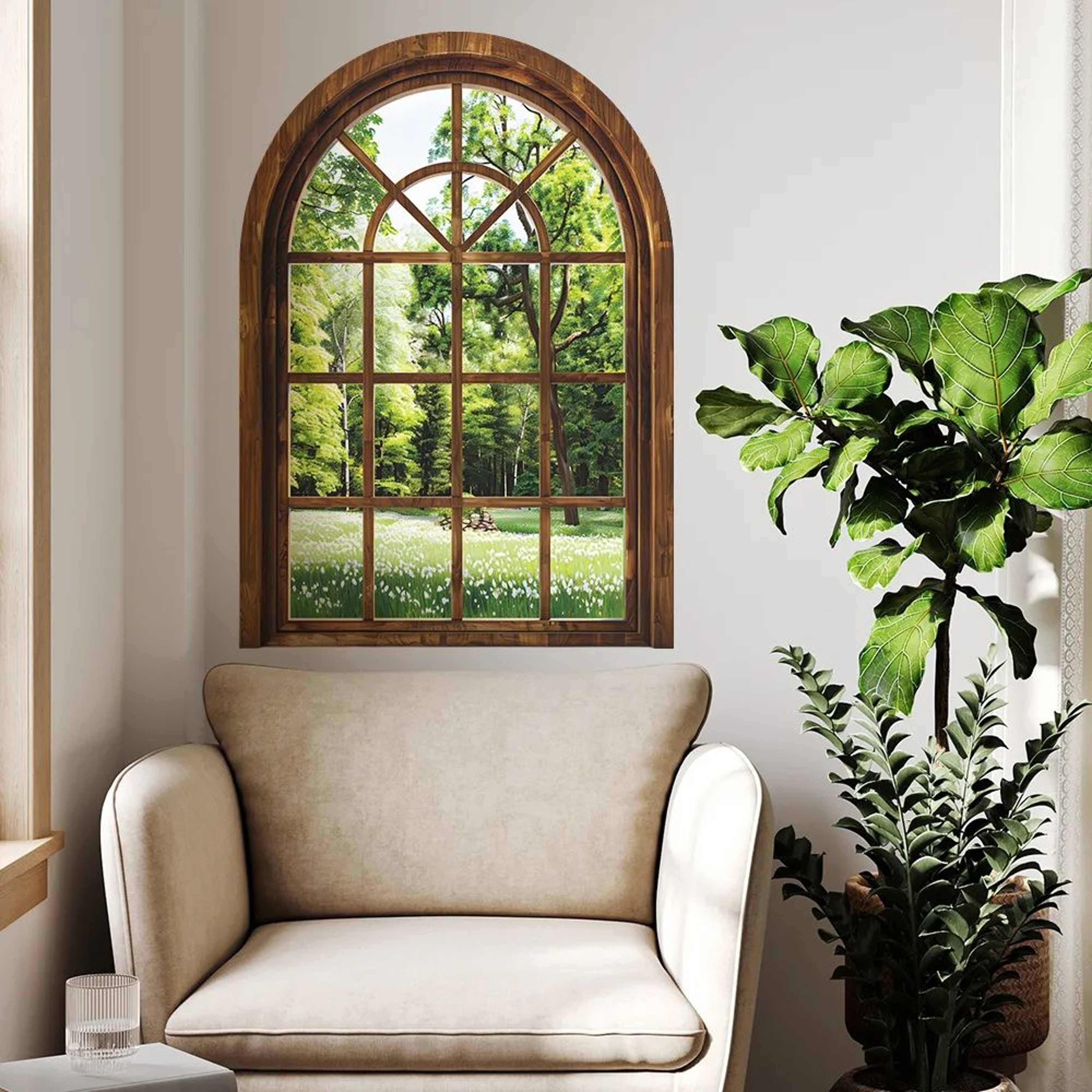 Realistic 3D Fake Window Wall Decor With Removable Plant Wall Stickers  Peel  Stick Home Wall Decal 0