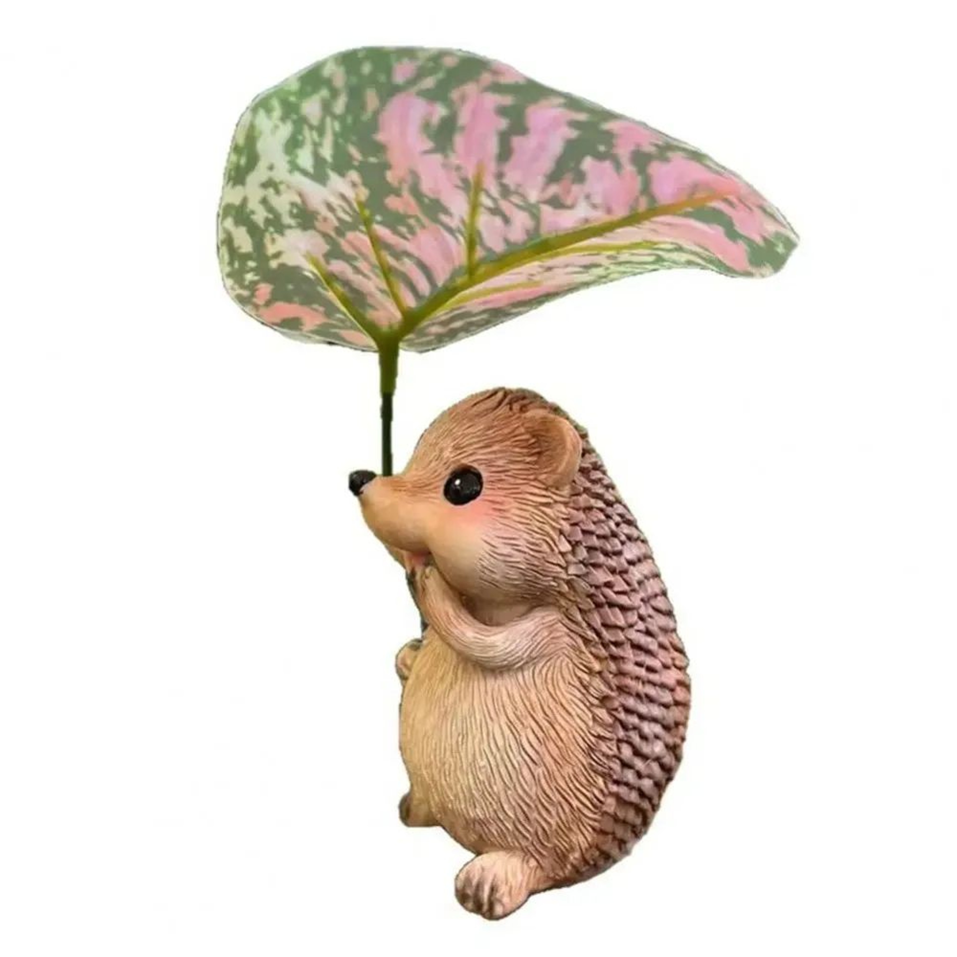 Cute Resin Leaf Umbrella Hedgehog Garden Statue  Whimsical Outdoor Animal Decor Figurine 4