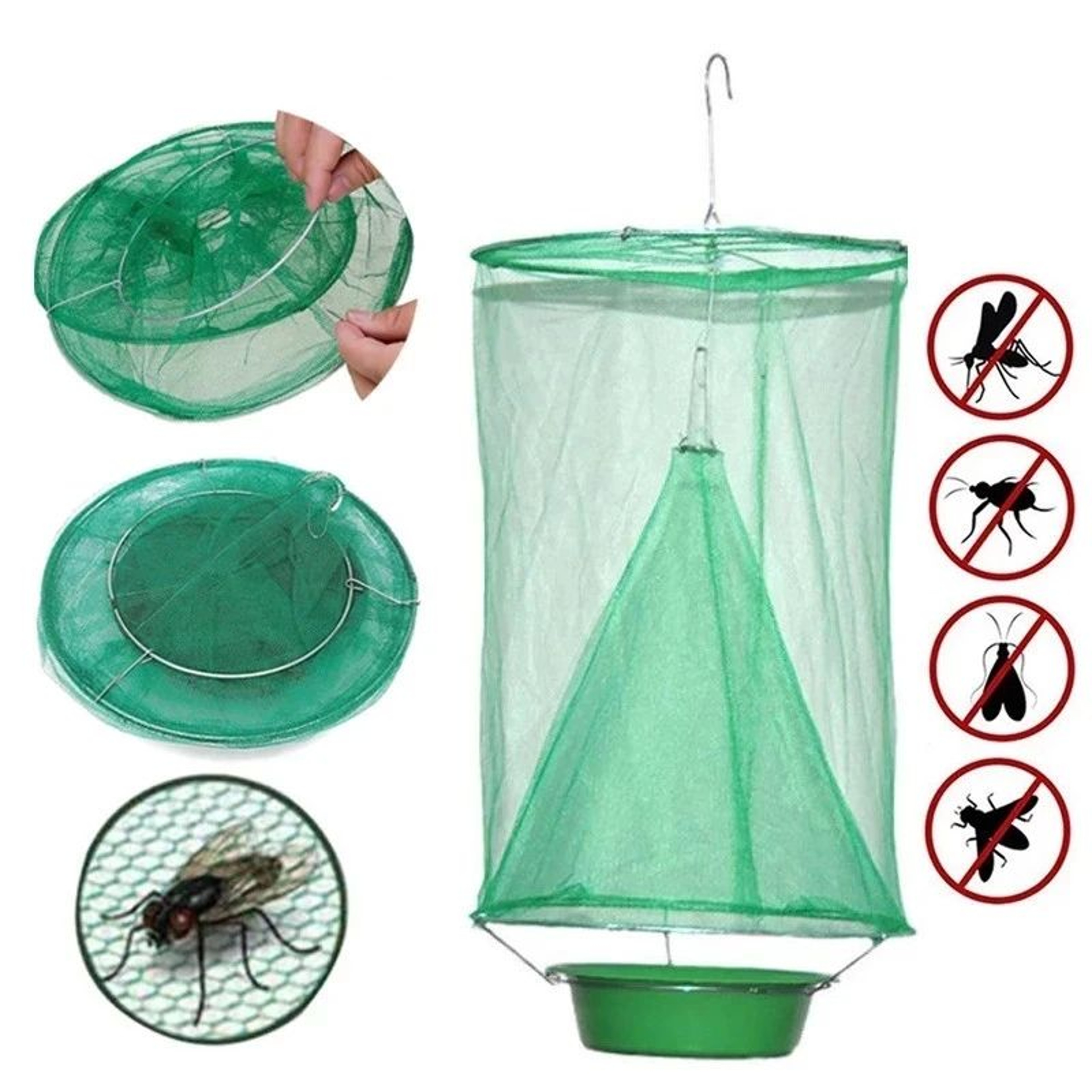 Premium Reusable Hanging Fly Trap  HeavyDuty Outdoor Garden Fly Catcher Pest Control Cage 0