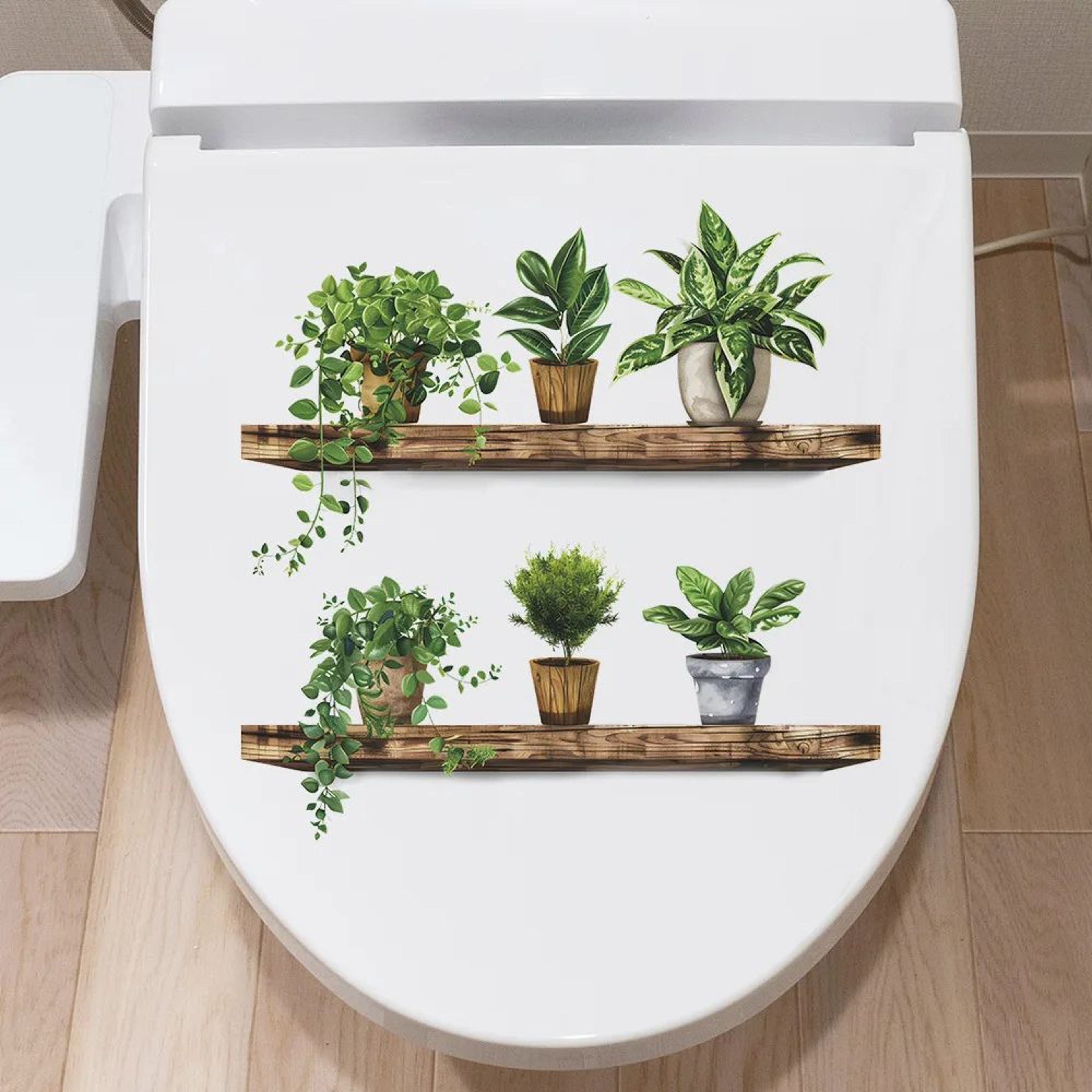 Green Potted Plant Shelf Peel And Stick Wall Decor Sticker For Bathroom Toilet  Living Room 1