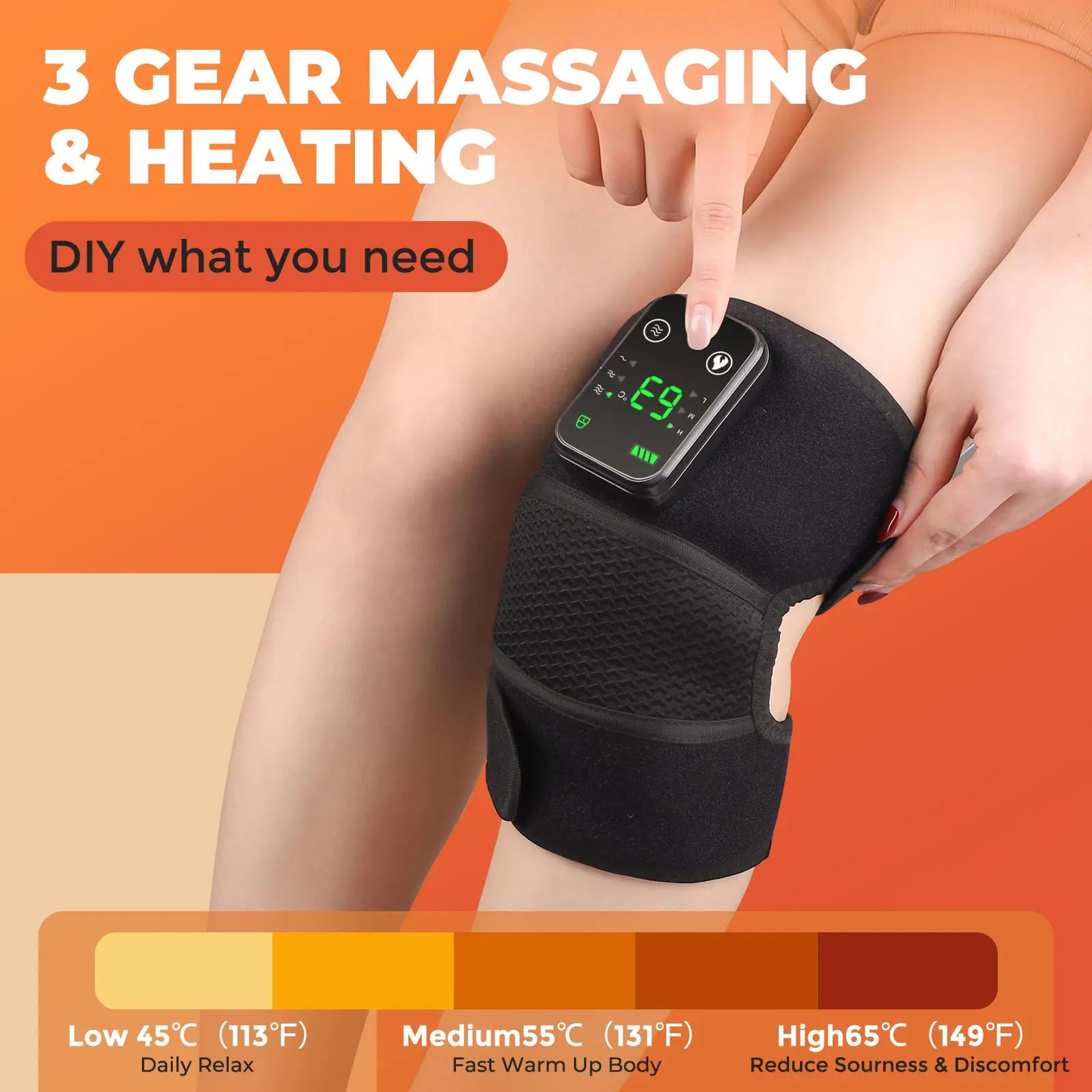 Premium 3in1 Heated Knee Massager  Vibration Therapy Joint Relief Wrap 2