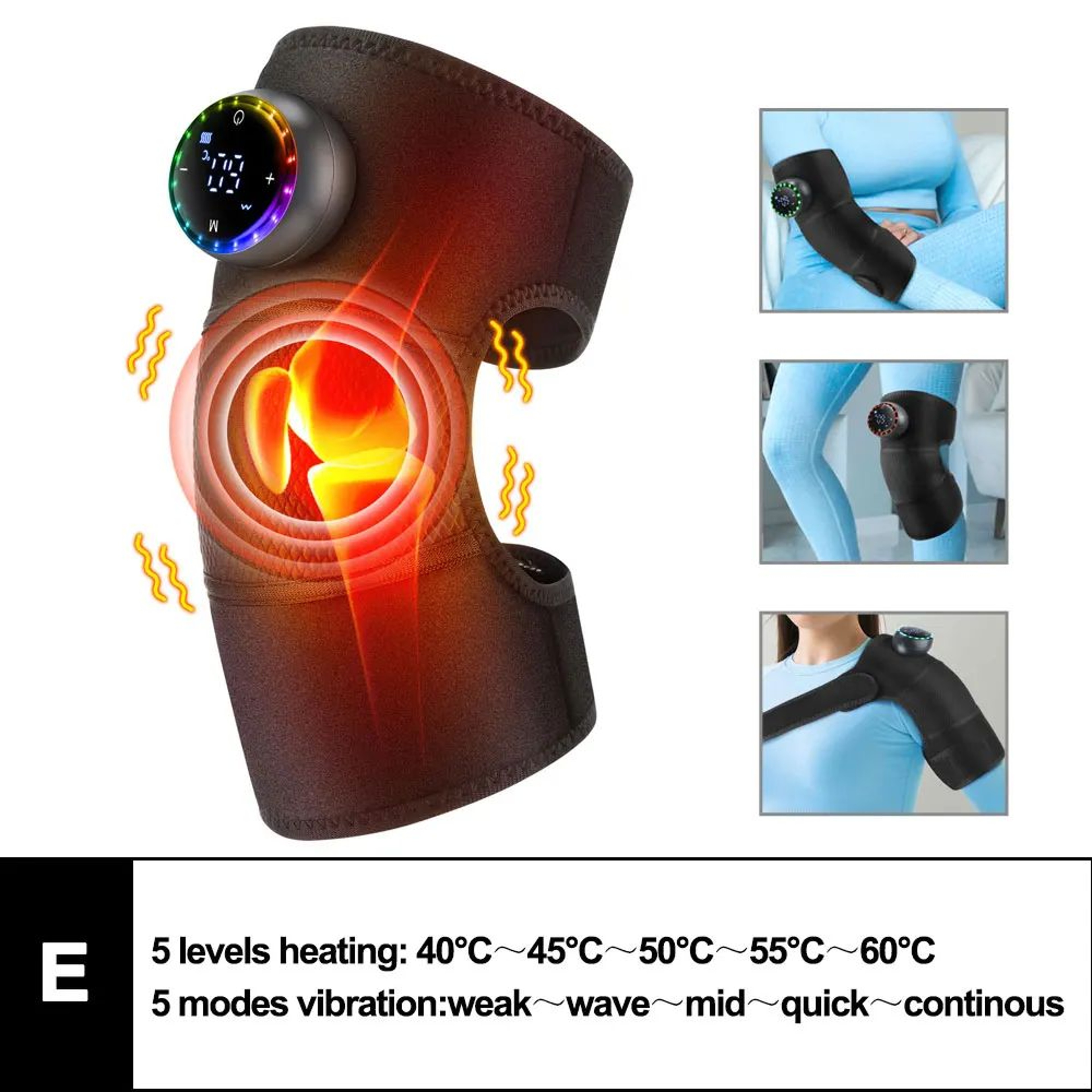 Premium 3in1 Heated Knee Massager  Vibration Therapy Joint Relief Wrap 7