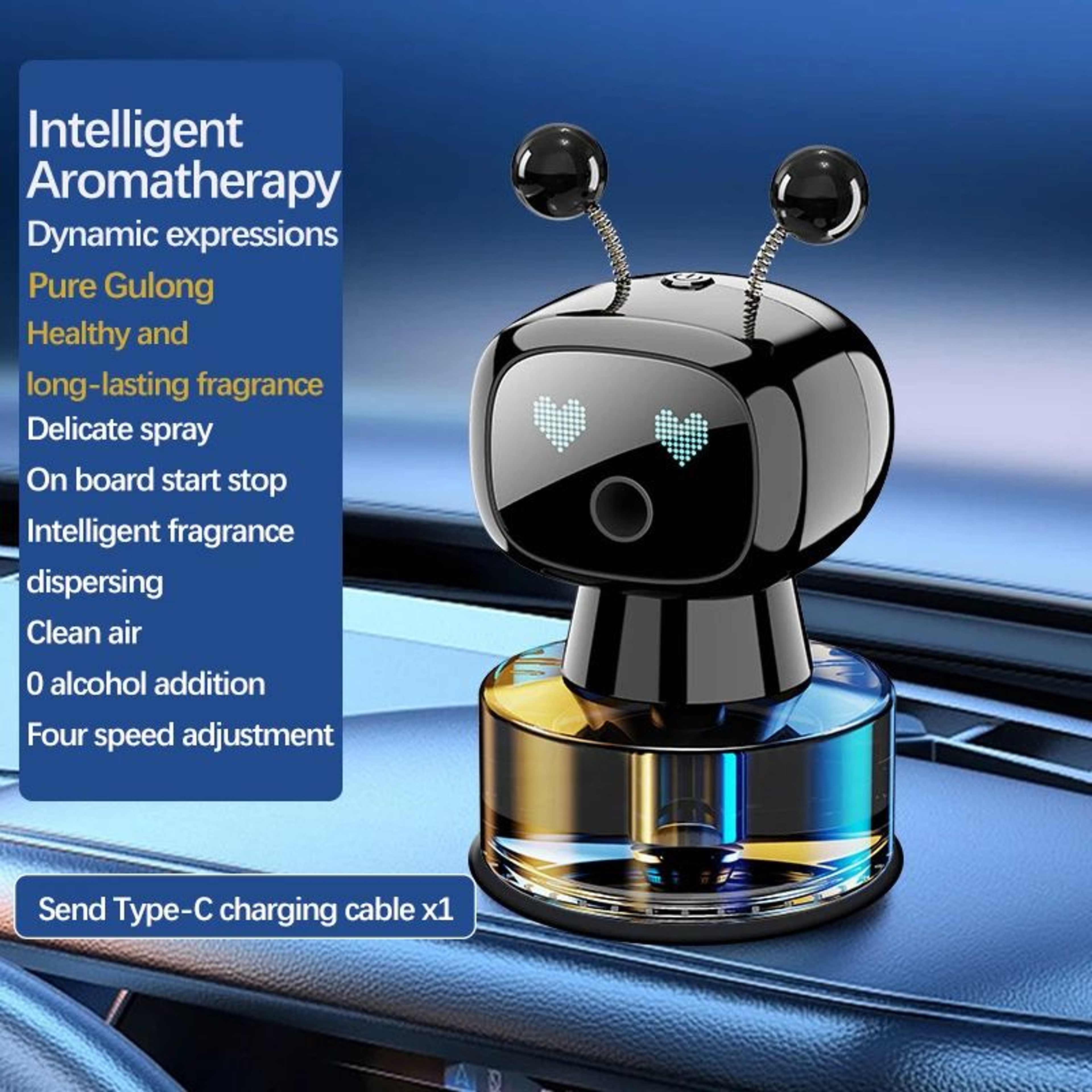 Smart Rechargeable Car Air Freshener Diffuser  Intelligent Aroma With Adjustable Scent 6