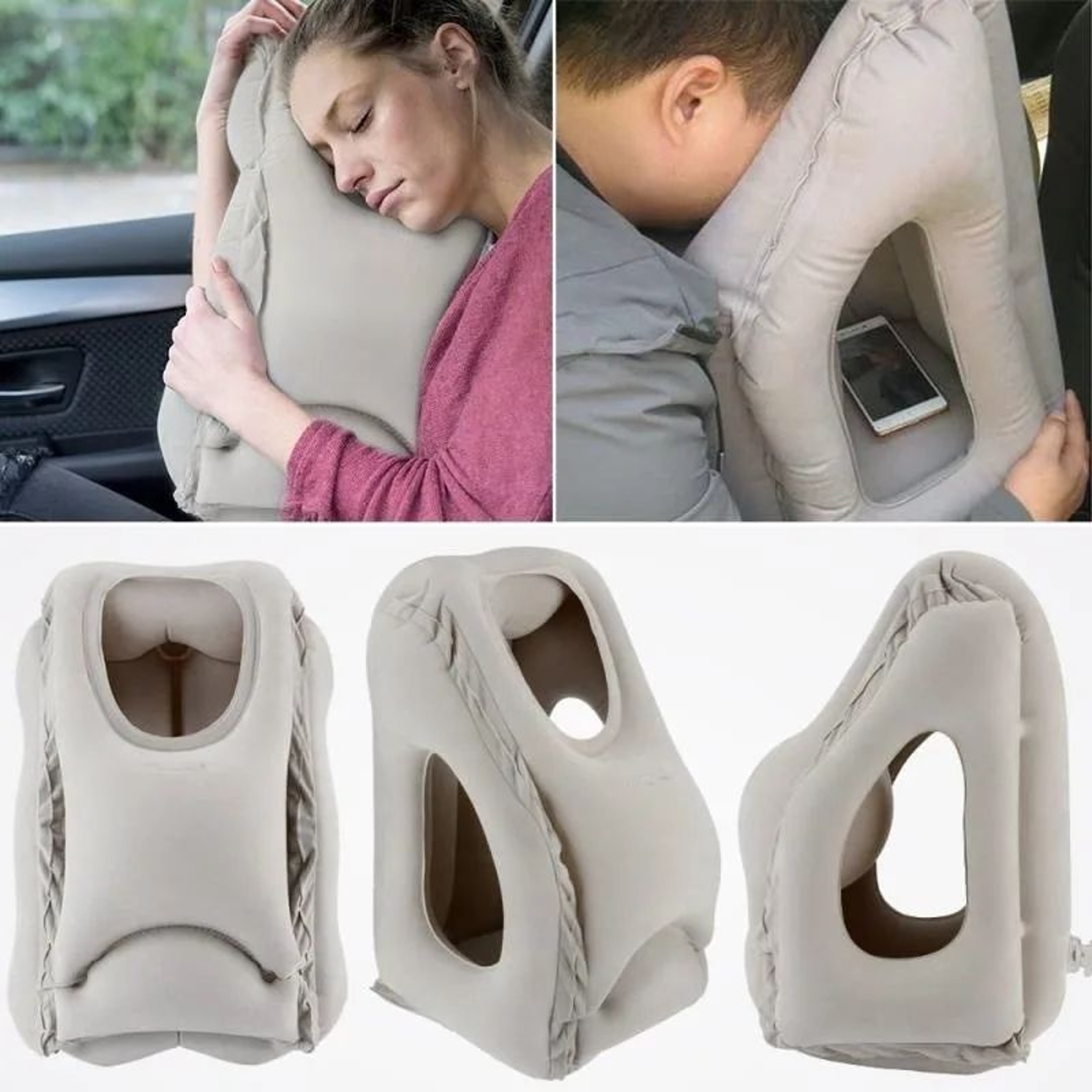 Premium Inflatable Travel Pillow  Airplane Neck Pillow Support Cushion 0