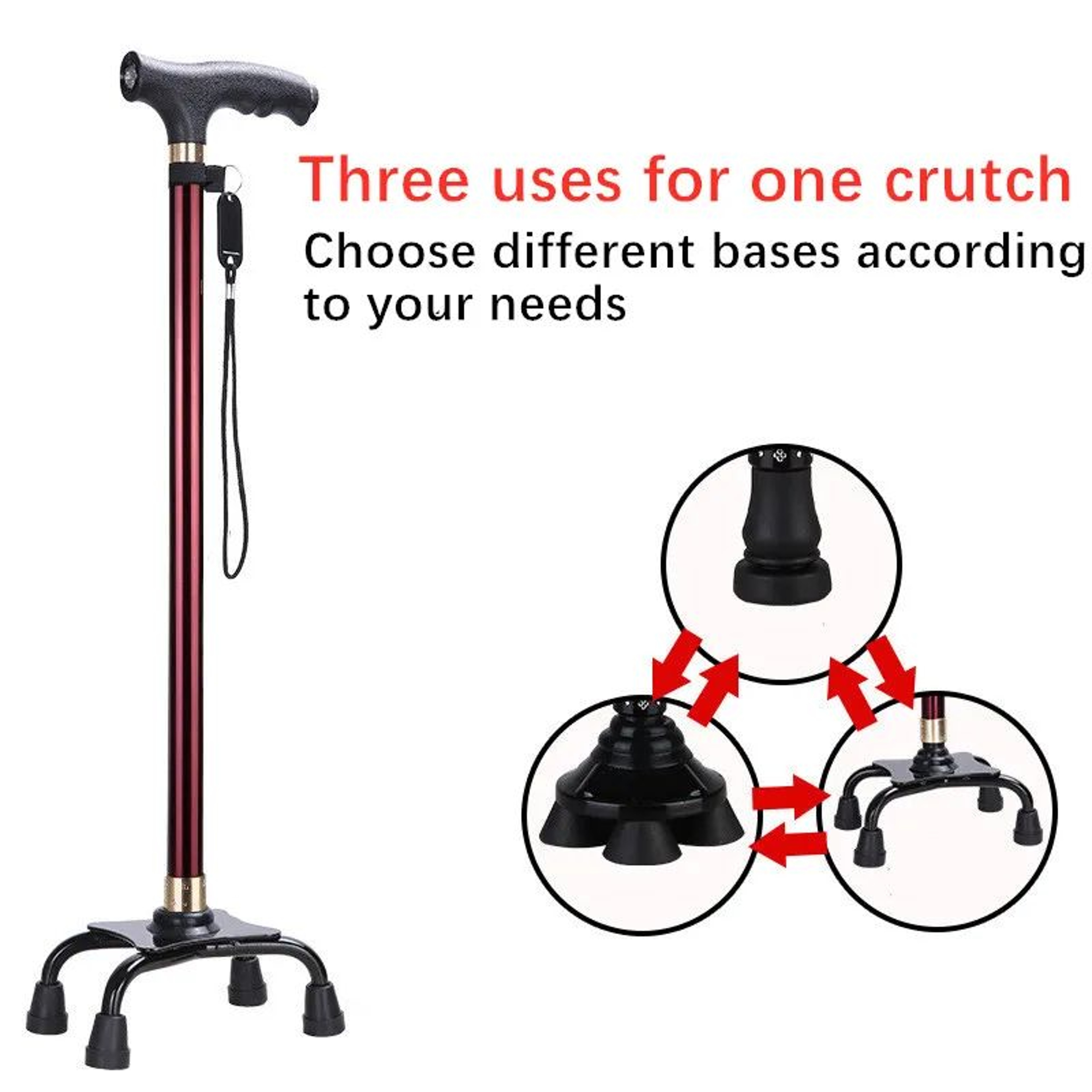 Premium Retractable Adjustable Walking Cane With LED Light For Seniors  Elders 13
