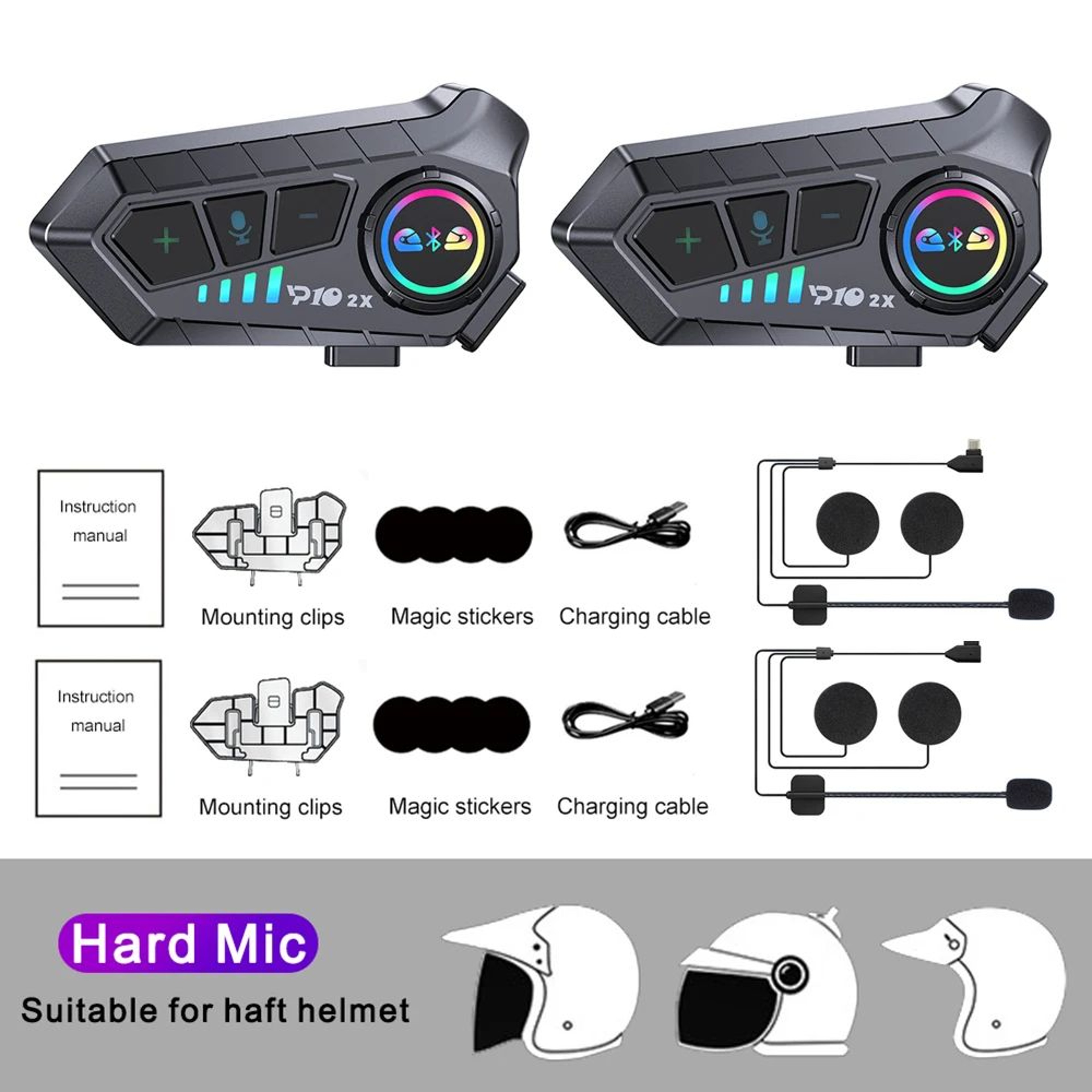 Premium Bluetooth Motorcycle Intercom Headset  Dual Rider Helmet Communication System 8