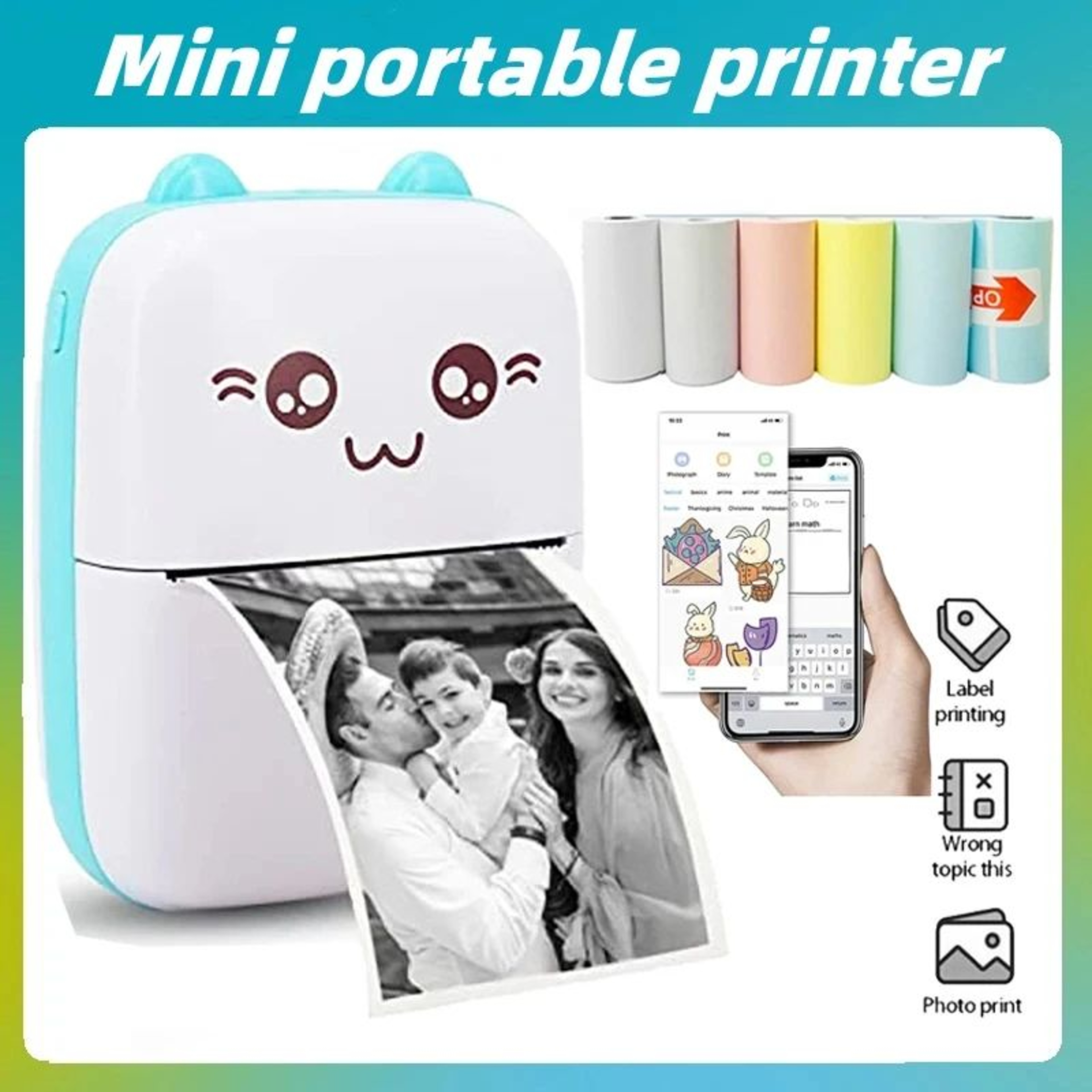 MiniCat Wireless Portable Thermal Printer  Bluetooth Pocket Mini Photo Label Printer 0