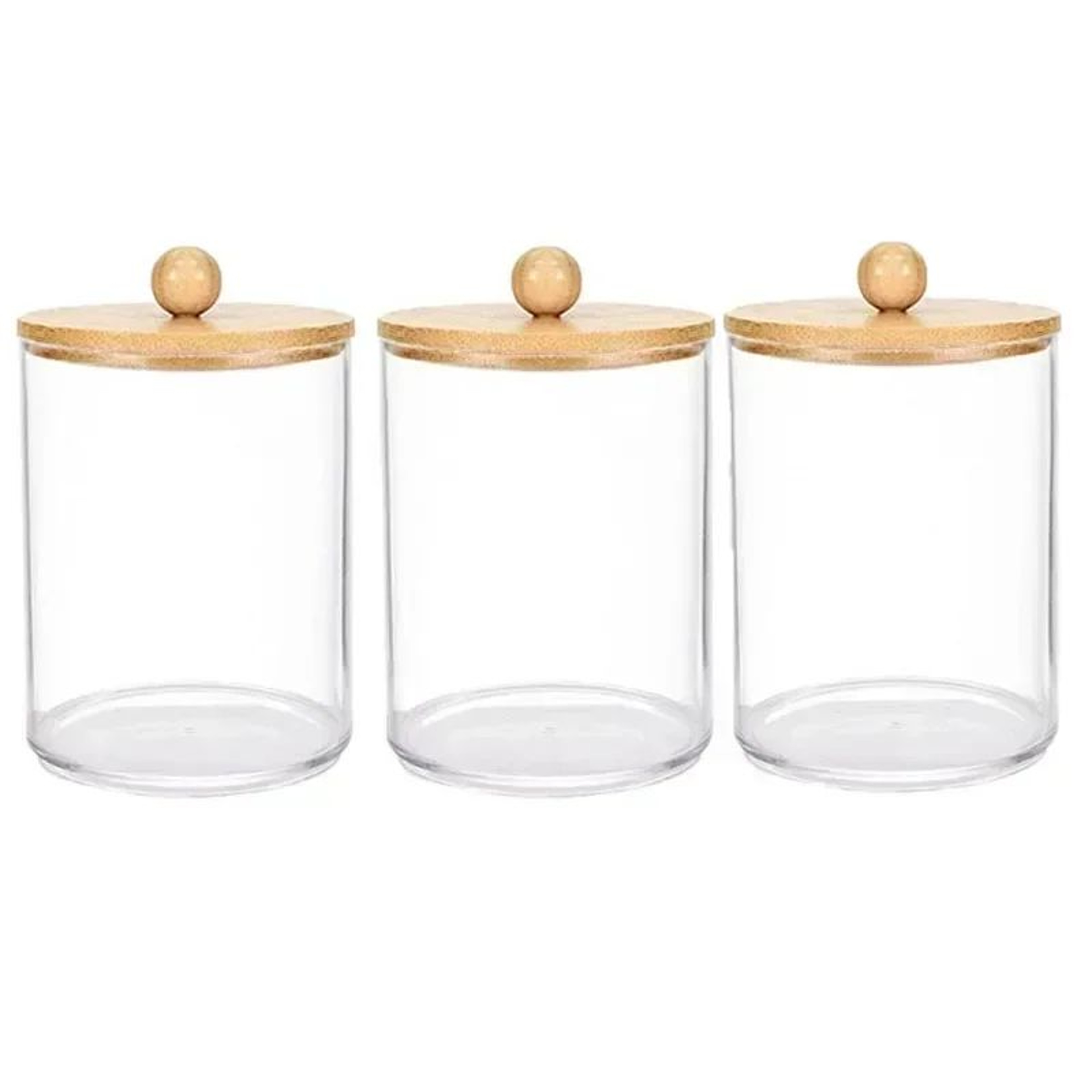 Premium Acrylic Desktop Storage Canister  Clear Organizer Jars  Cotton Rounds Holder Set 11