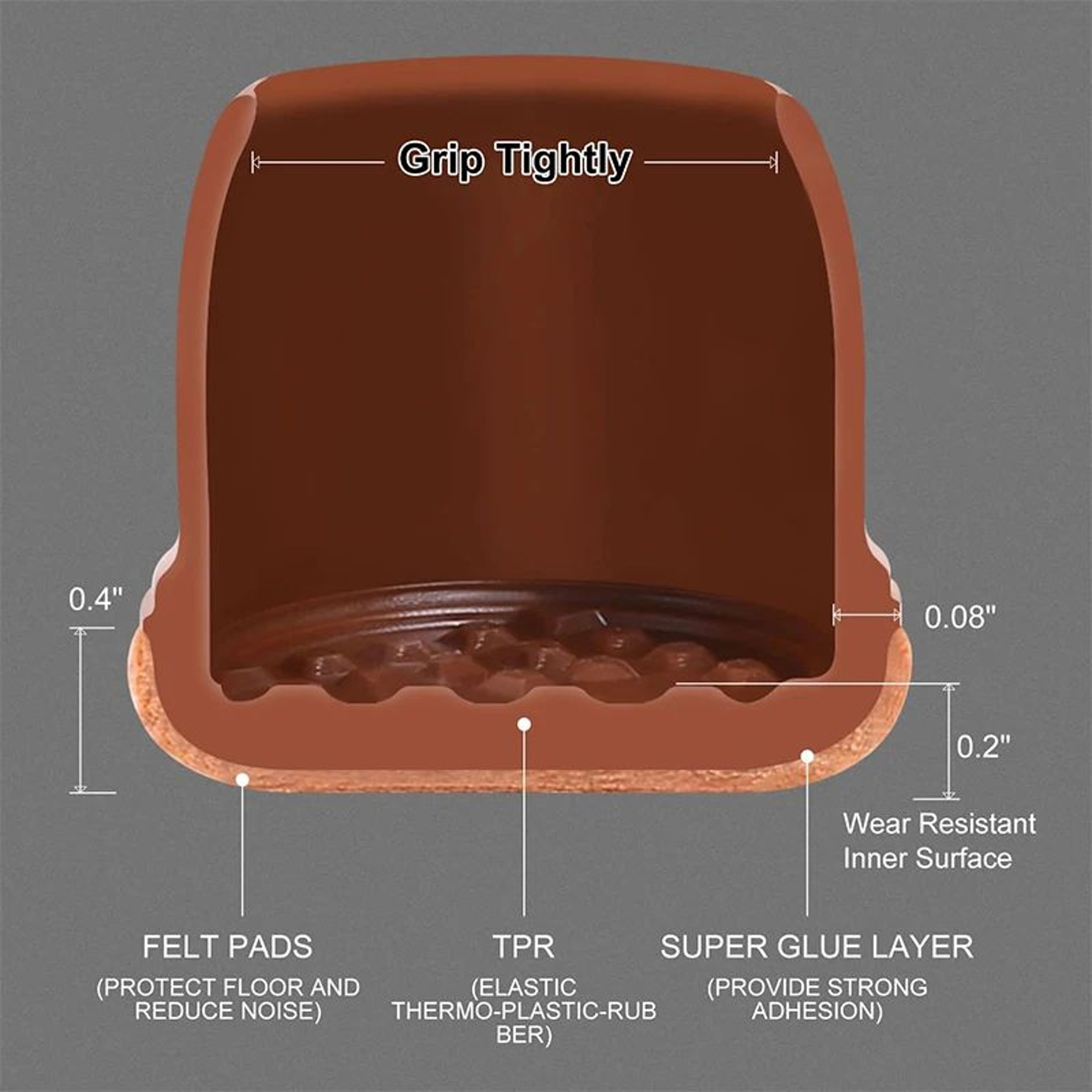 Premium Chair Leg Caps  HeavyDuty Rubber Feet  Felt Furniture Leg Protectors Fits Round  Square Leg 2