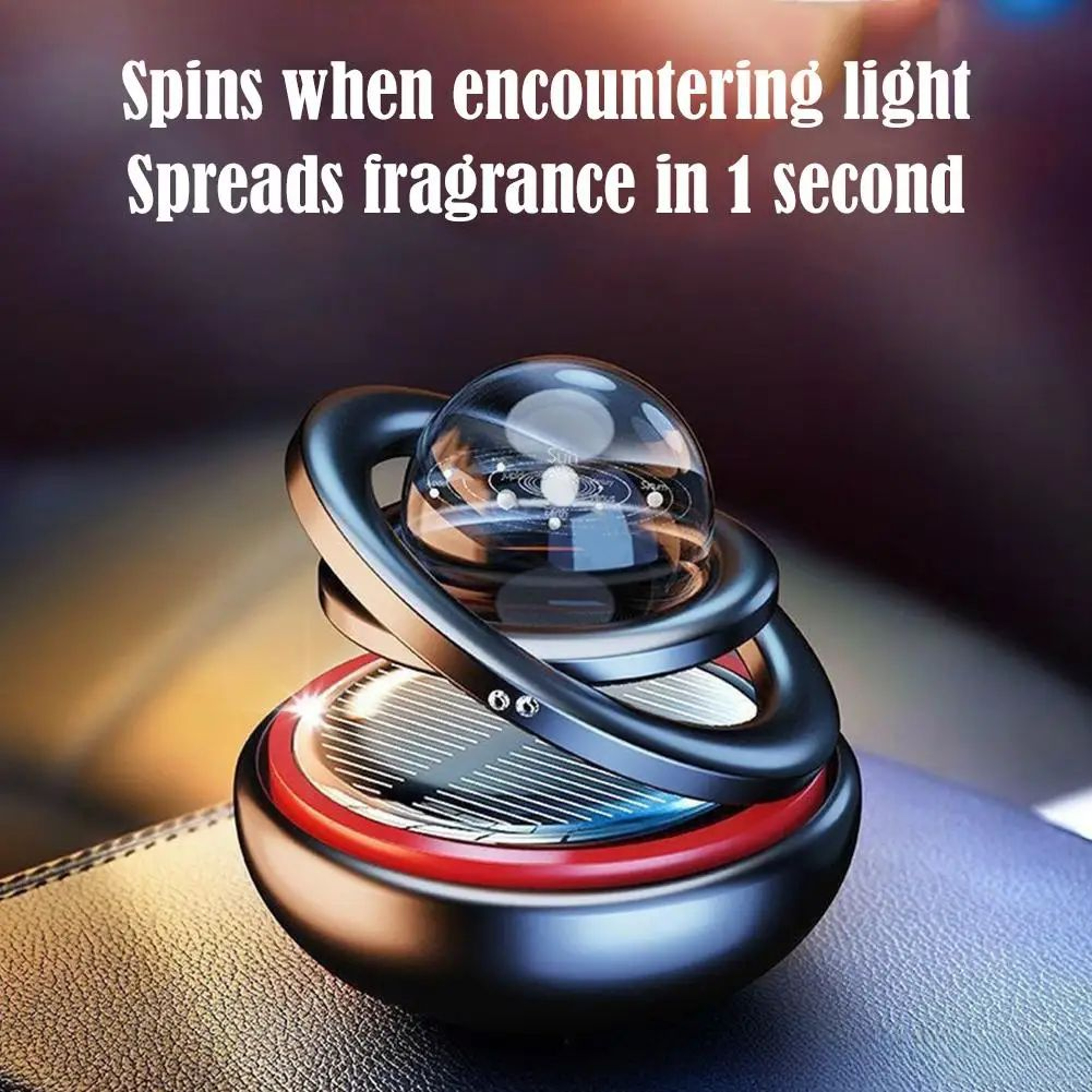 Solar Rotating Crystal Ball Car Aromatherapy Diffuser Ornament 2