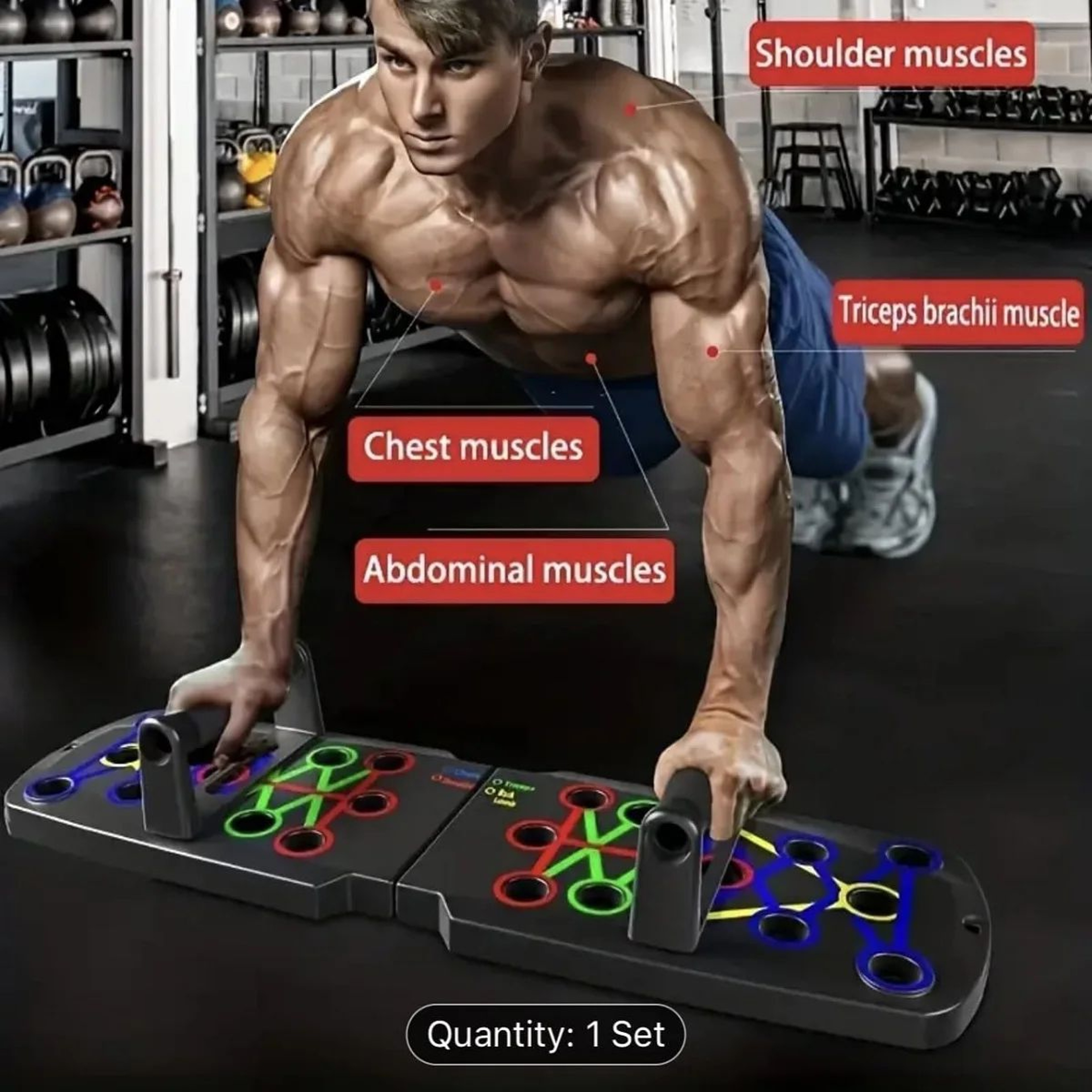 Foldable Push Up Board Training System With ColorCoded Positions And Comfort Handles 1