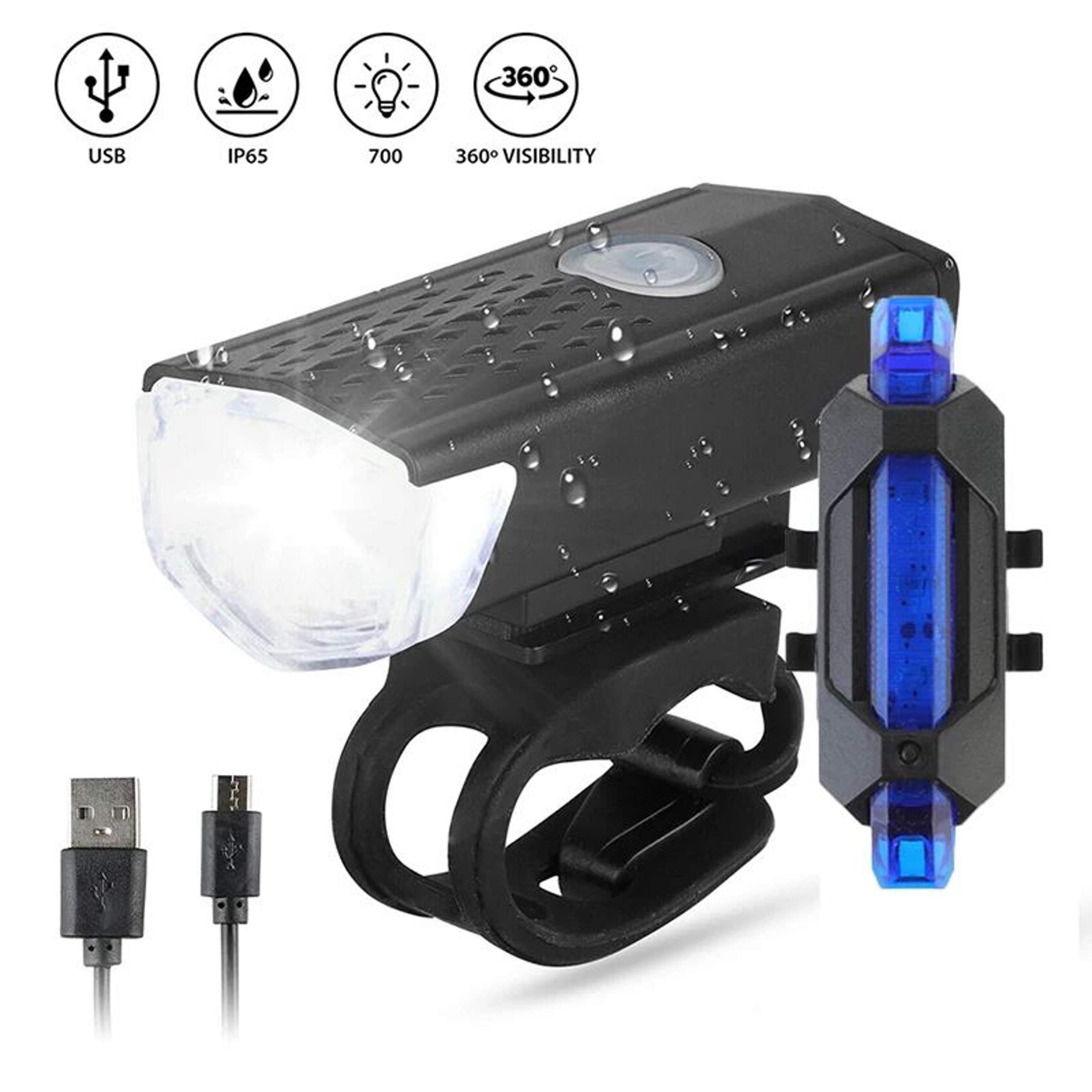 ProRide Dual USB Rechargeable Bike Light Set  Front  Rear LED Cycling Lights 11