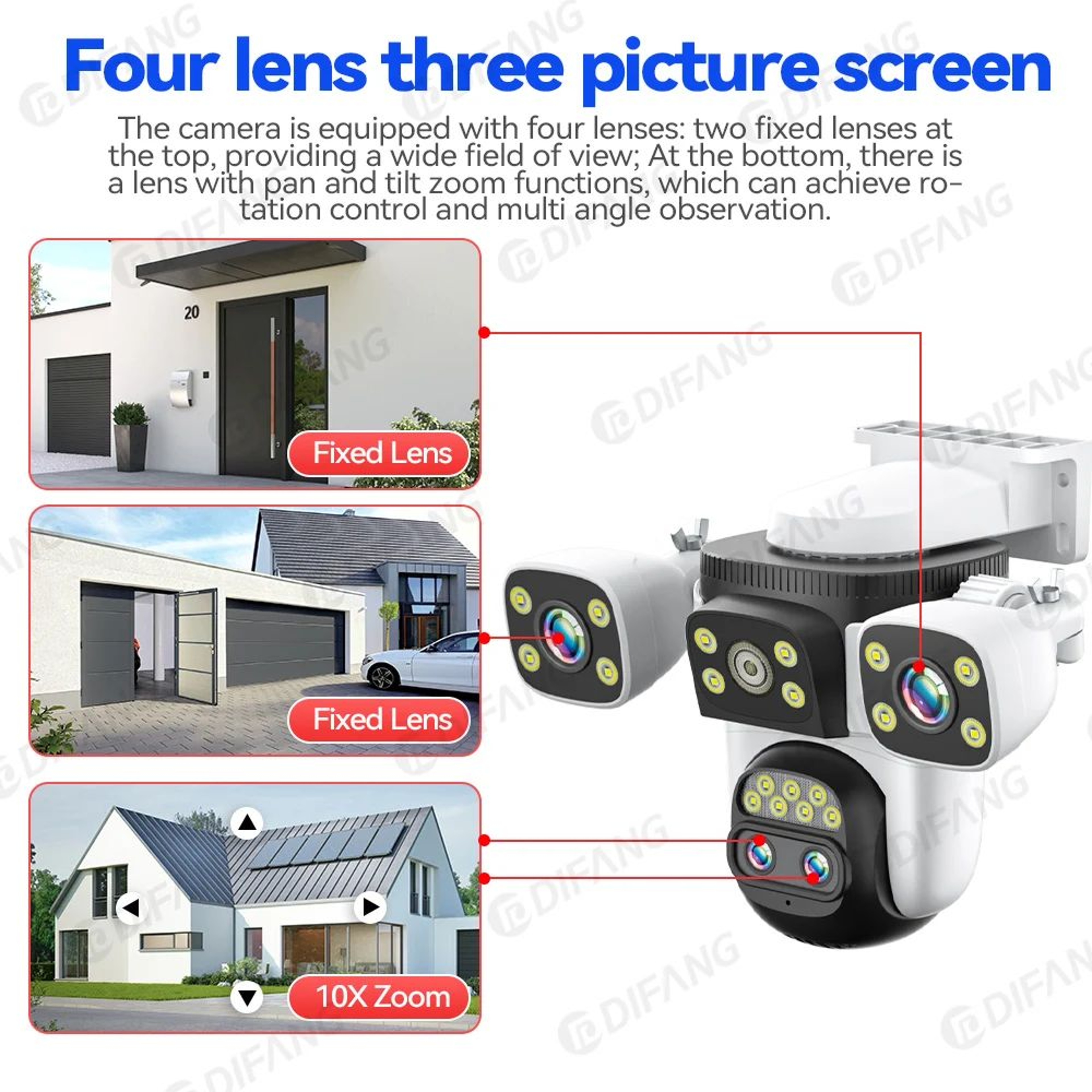 UltraClear 20MP Outdoor Security Camera With WiFi6 PTZ Camera  10X Optical Zoom  Auto Tracking Wate
