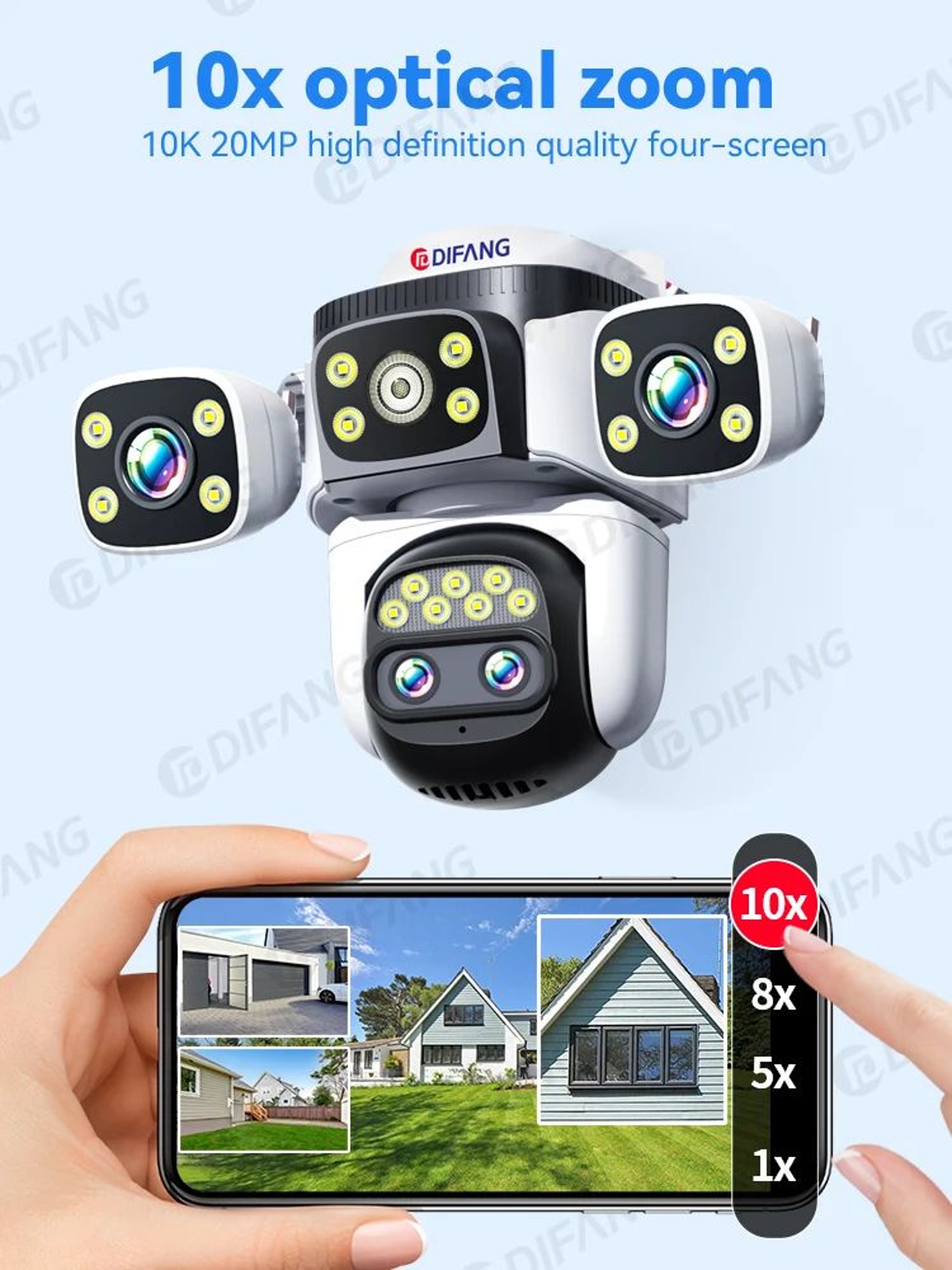 UltraClear 20MP Outdoor Security Camera With WiFi6 PTZ Camera  10X Optical Zoom  Auto Tracking Wate