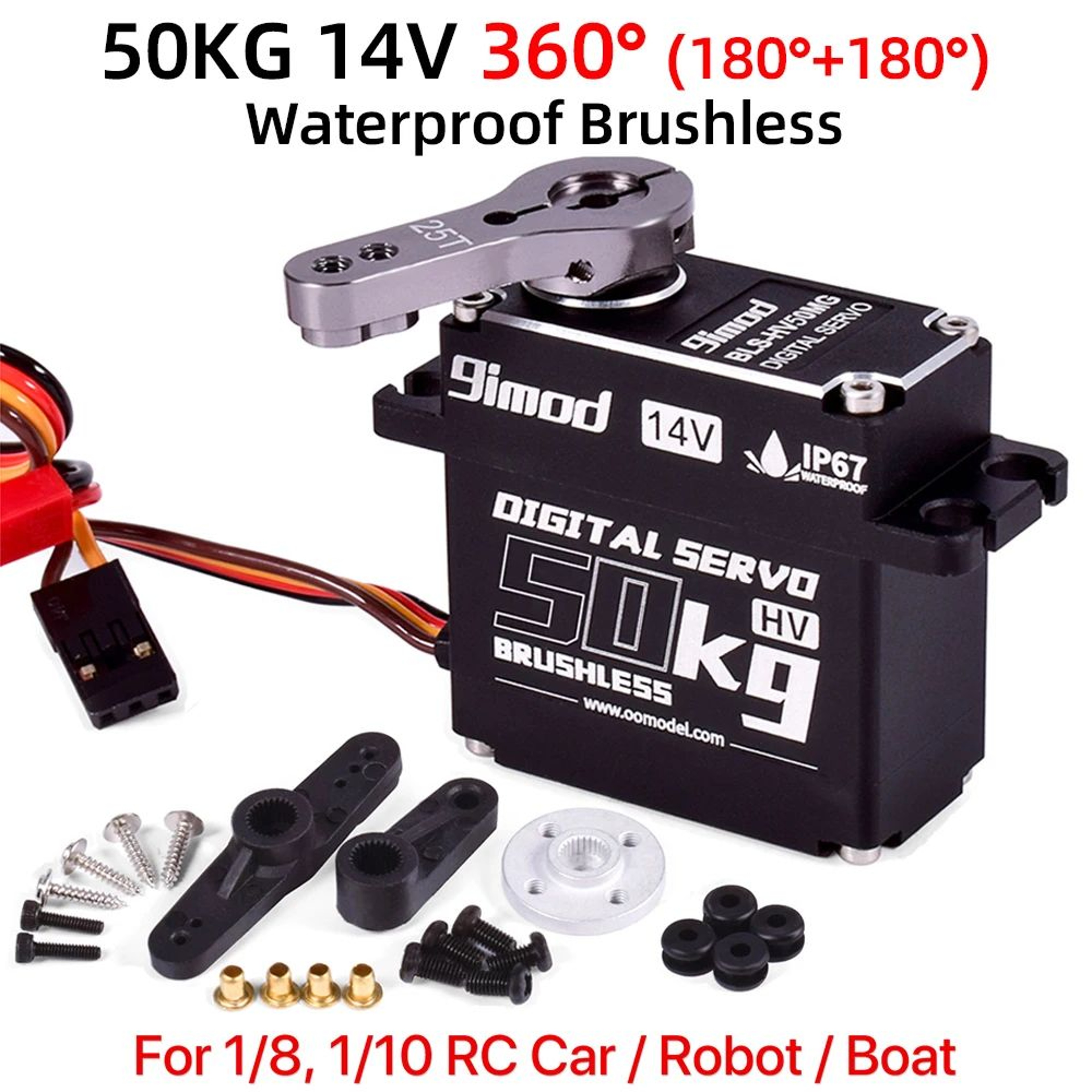 9imod High Torque Brushless Servo 50KG  Waterproof Aluminum Digital Servo With 180270360 Control 14 8