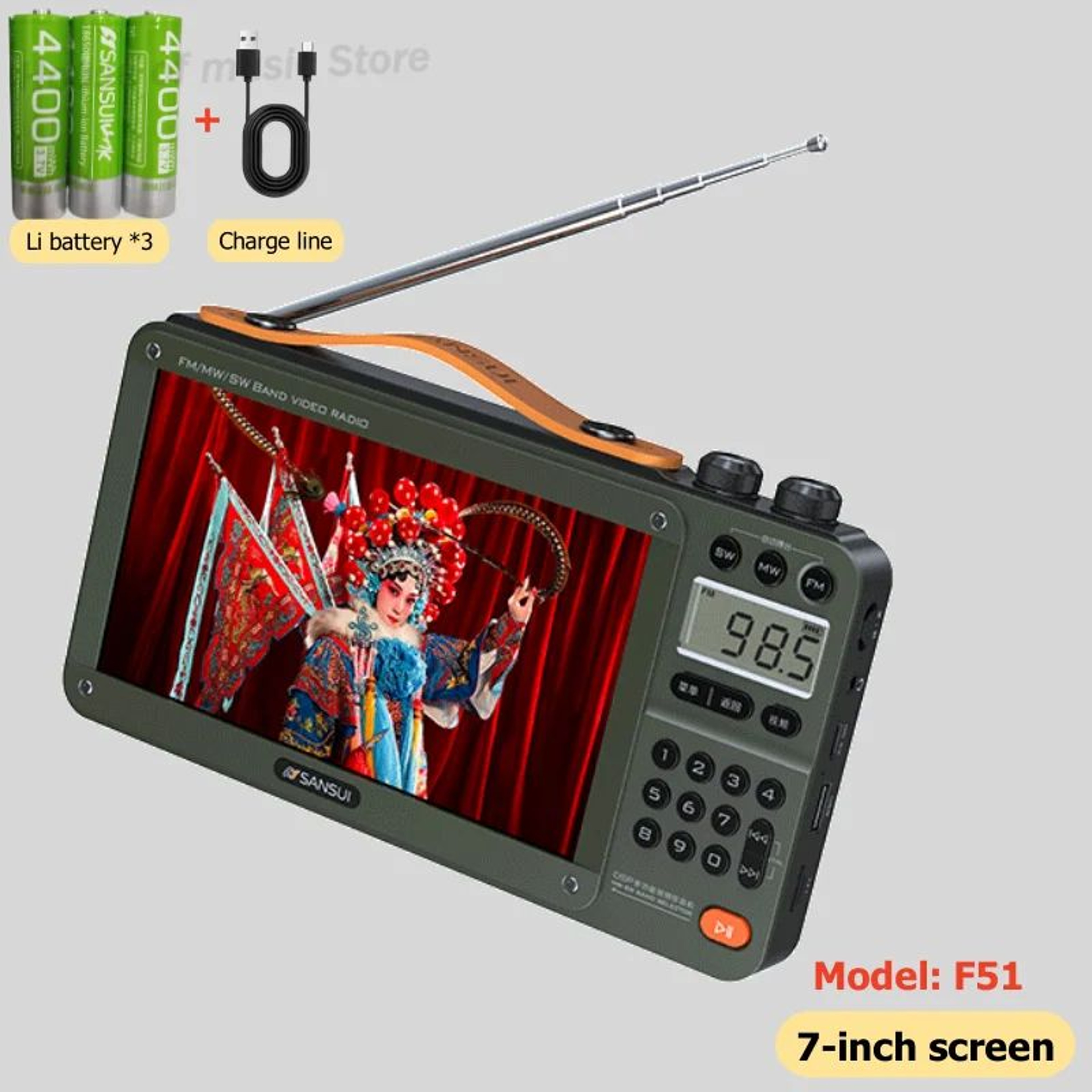 SANSUI AllinOne Portable Multimedia Radio  Bluetooth Speaker With Video Display MP4 Player 7