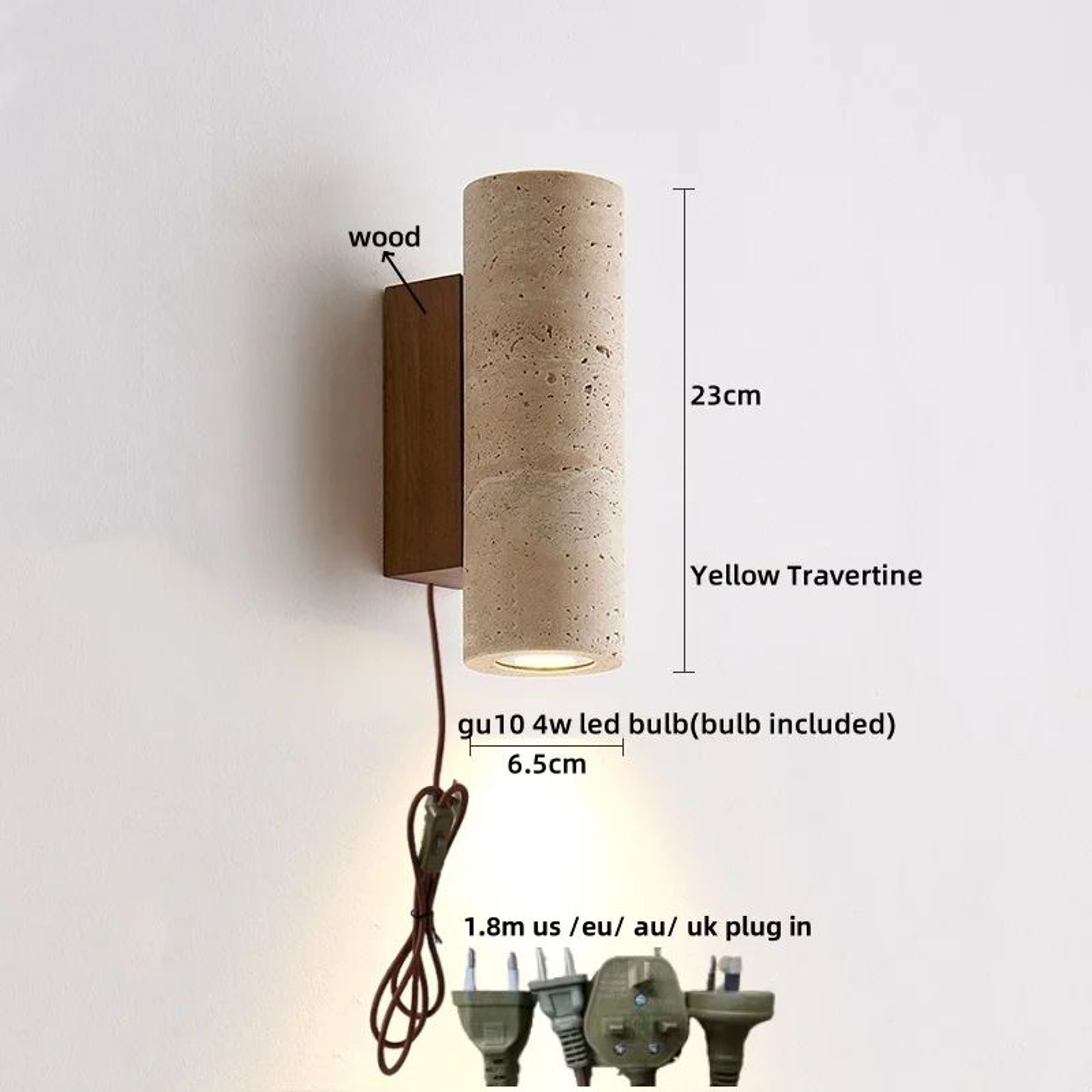 Natural Elegance Travertine  Wood LED Wall Lamp  Nordic Modern LED Wall Light Travertine Wall Sconc 6