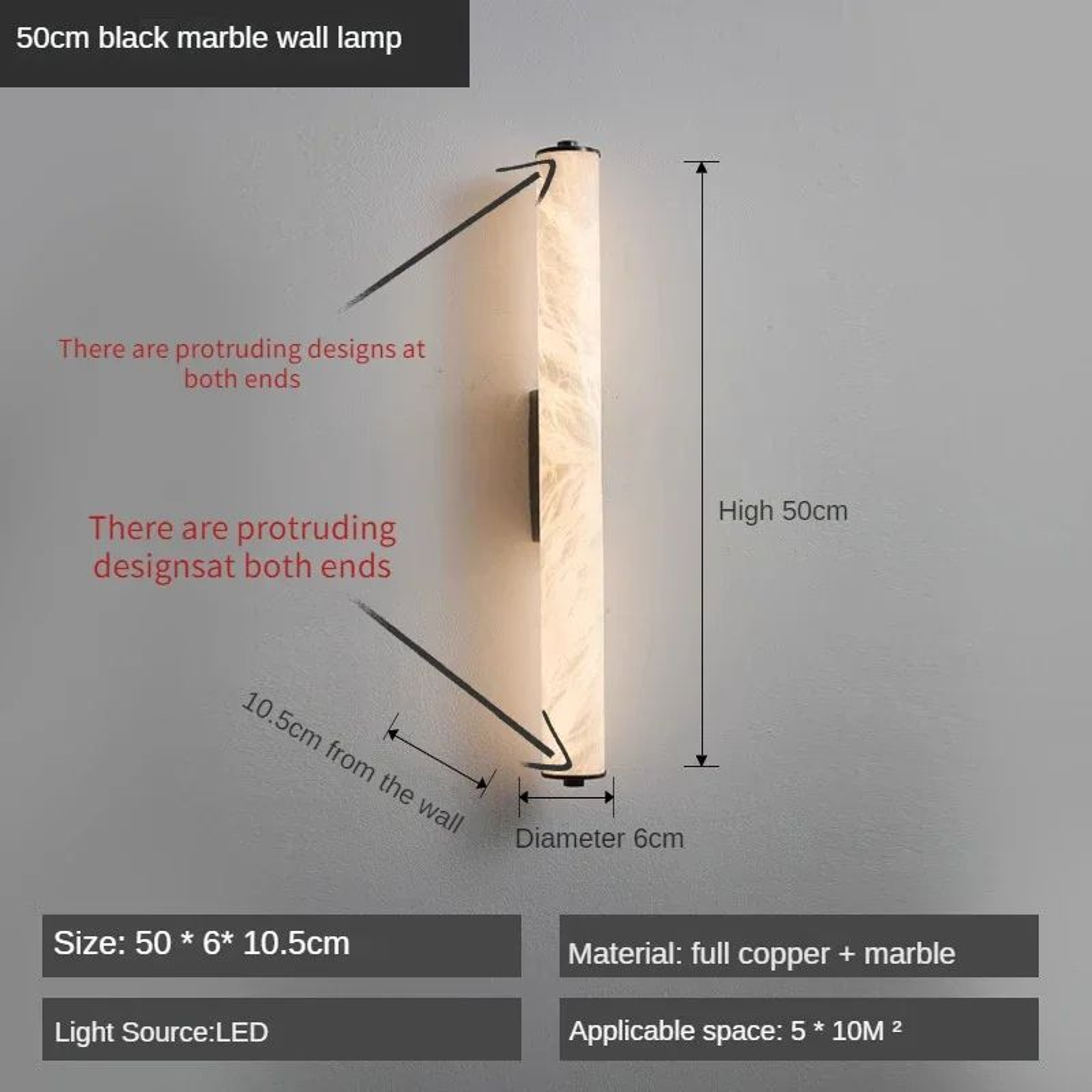 Luxury Spanish Marble LED Wall Sconce  Full Copper Modern Snowflake Design 11
