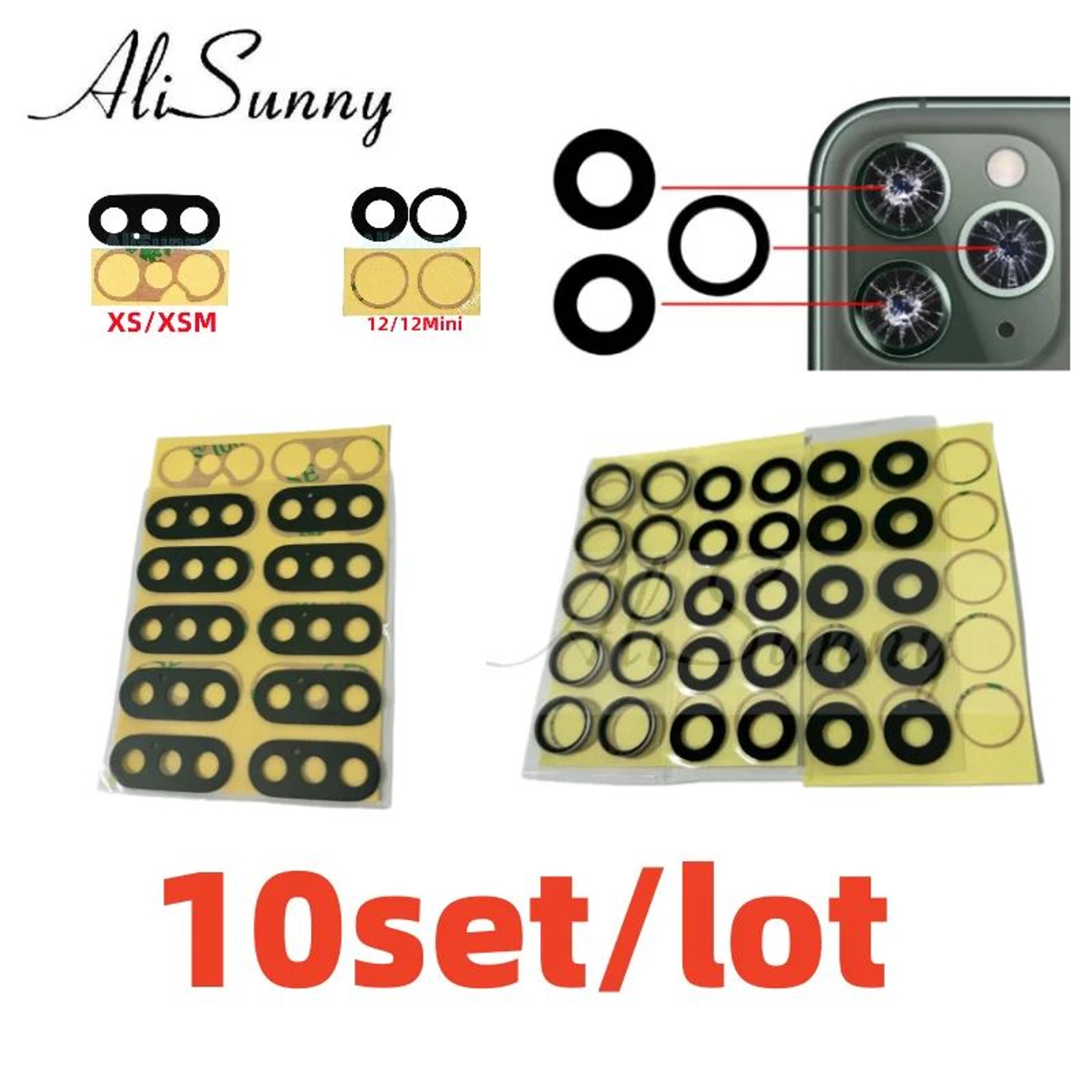 AliSunny 10Pack Rear Camera Glass Replacement With 3M Adhesive For IPhone 11121314 Series 0