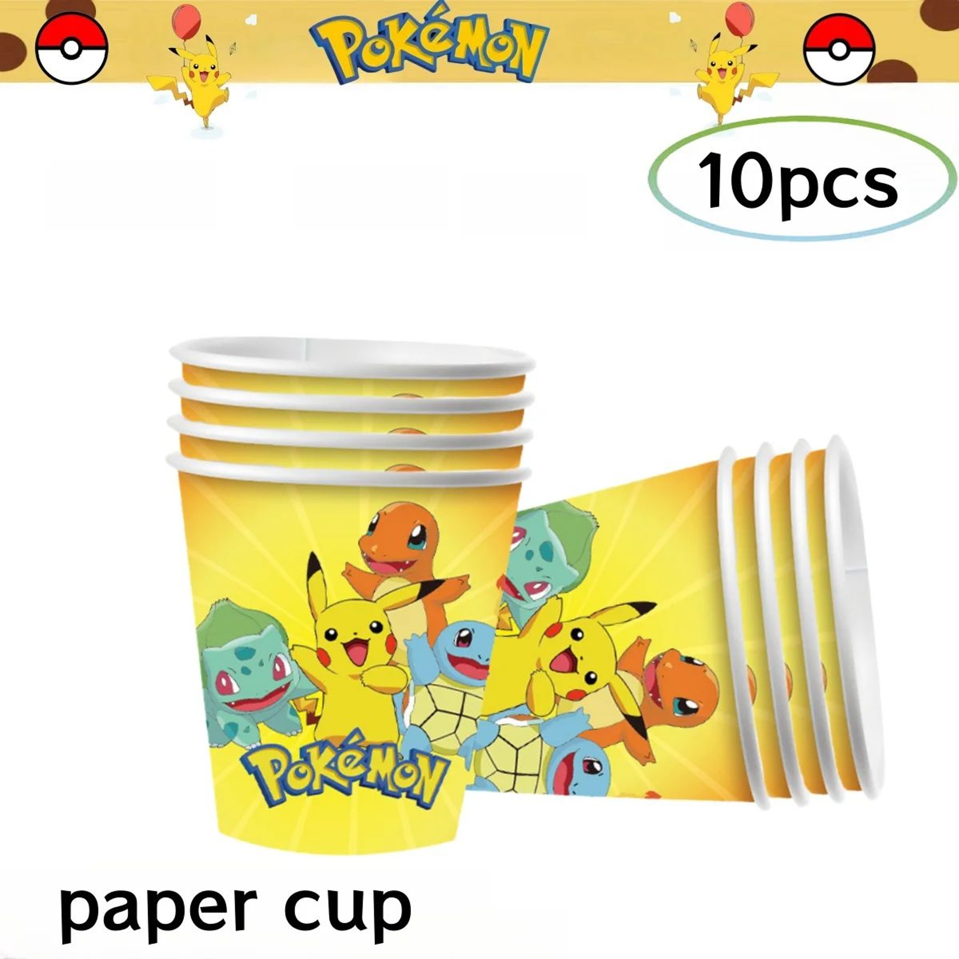 Pikachu Birthday Party Decorations Set  Pokemon Party Supplies With DIY Stickers Plates Tablecloth  2